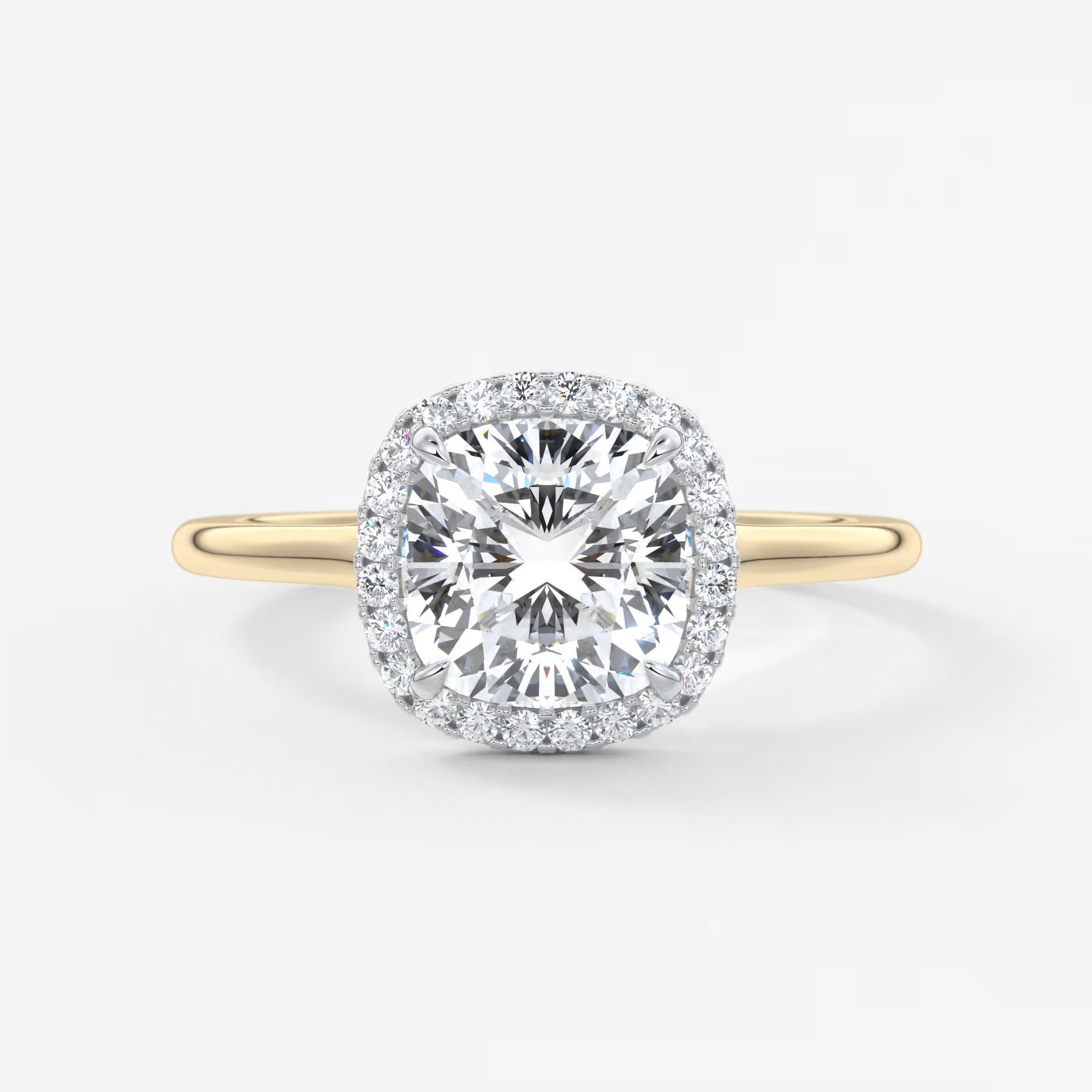 Aeris cushion halo two-tone engagement ring