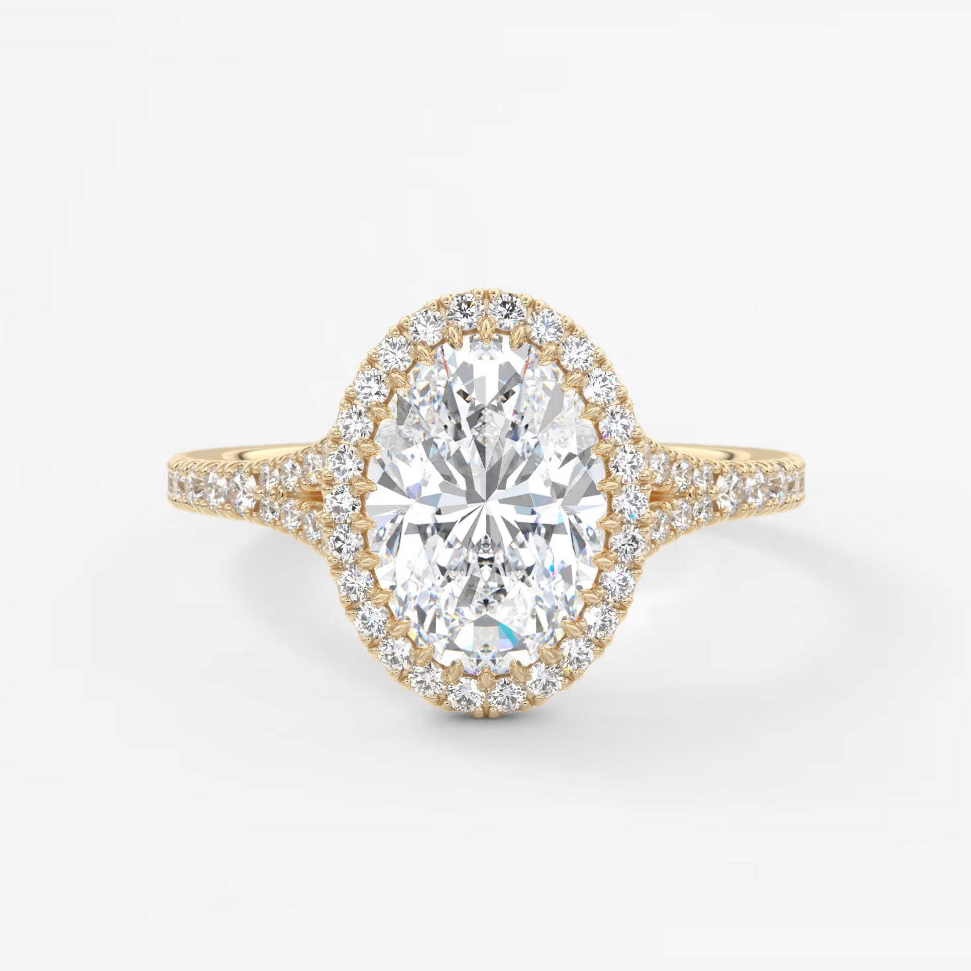 Aeris oval halo pavé bridge engagement ring