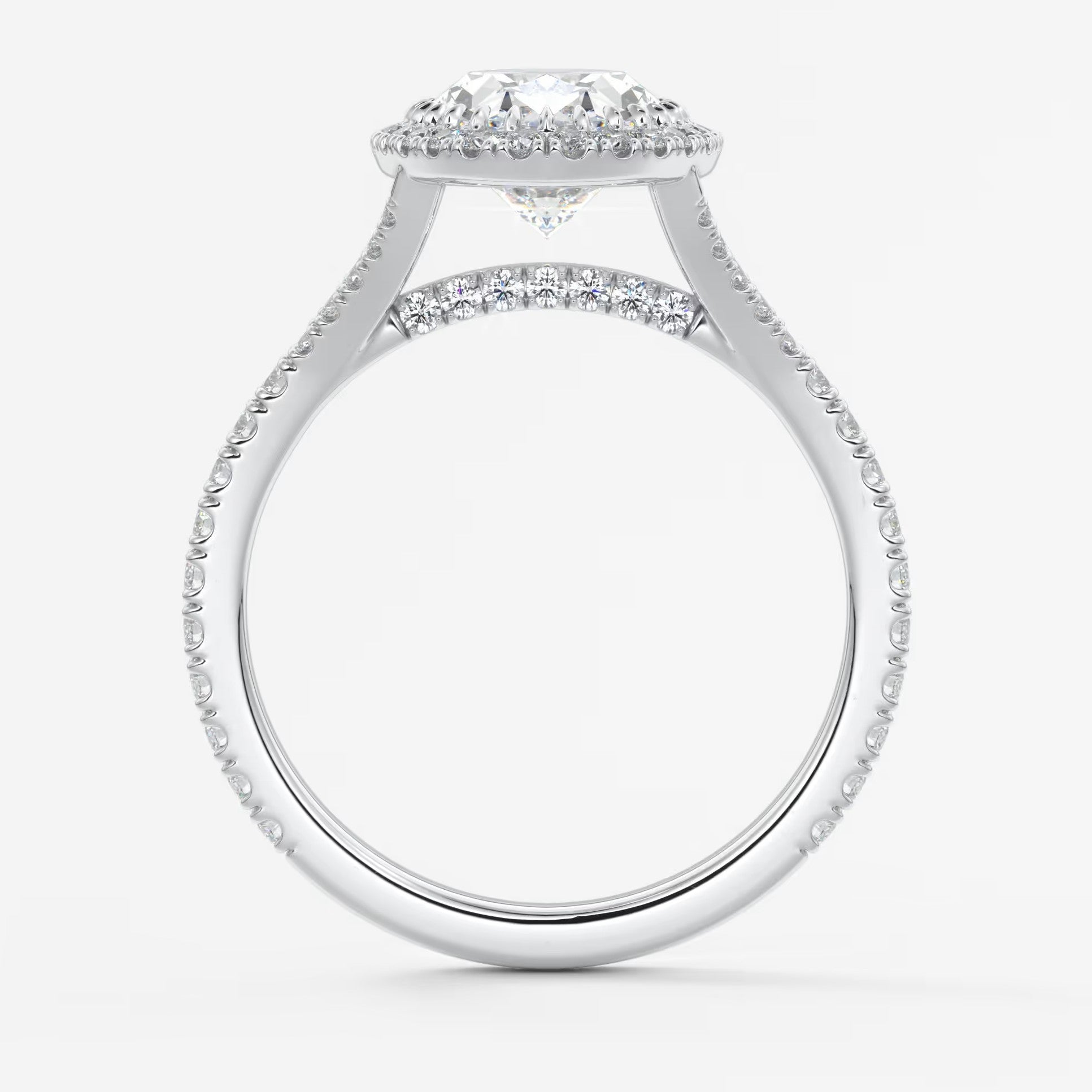 Aeris oval halo pavé bridge engagement ring