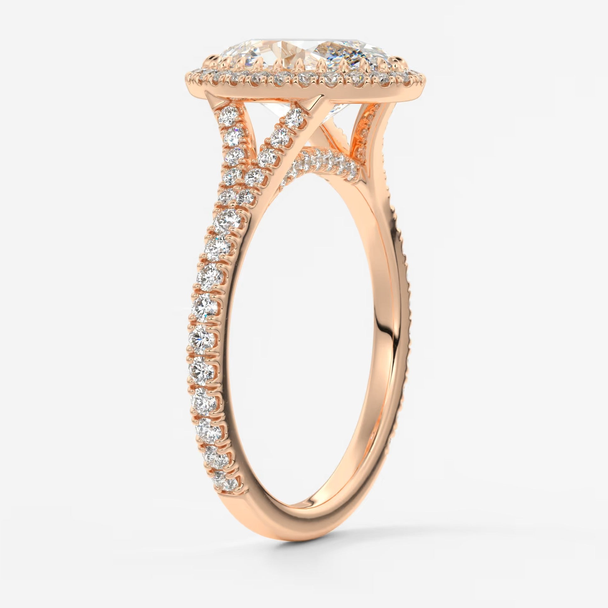 Aeris oval halo pavé bridge engagement ring