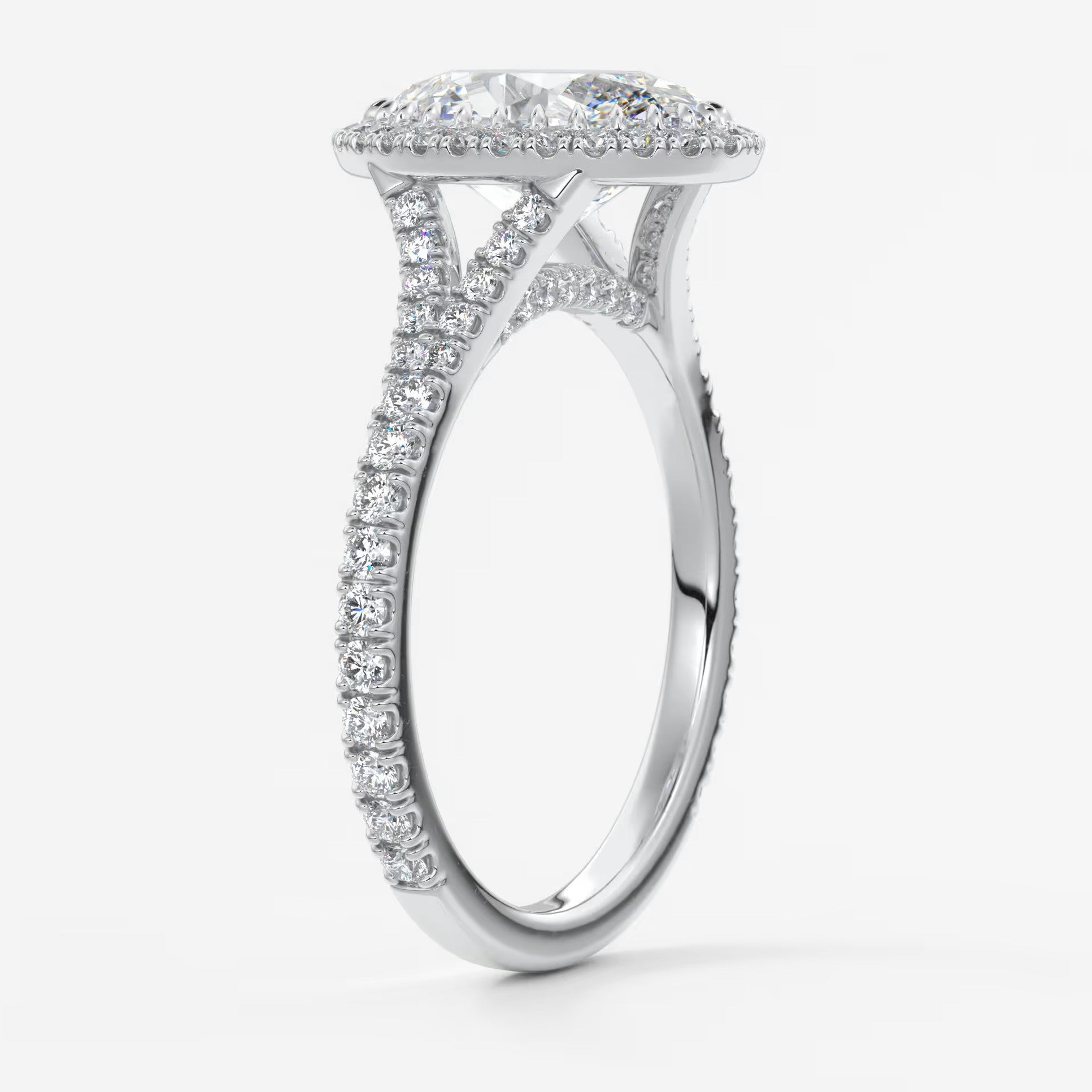 Aeris oval halo pavé bridge engagement ring