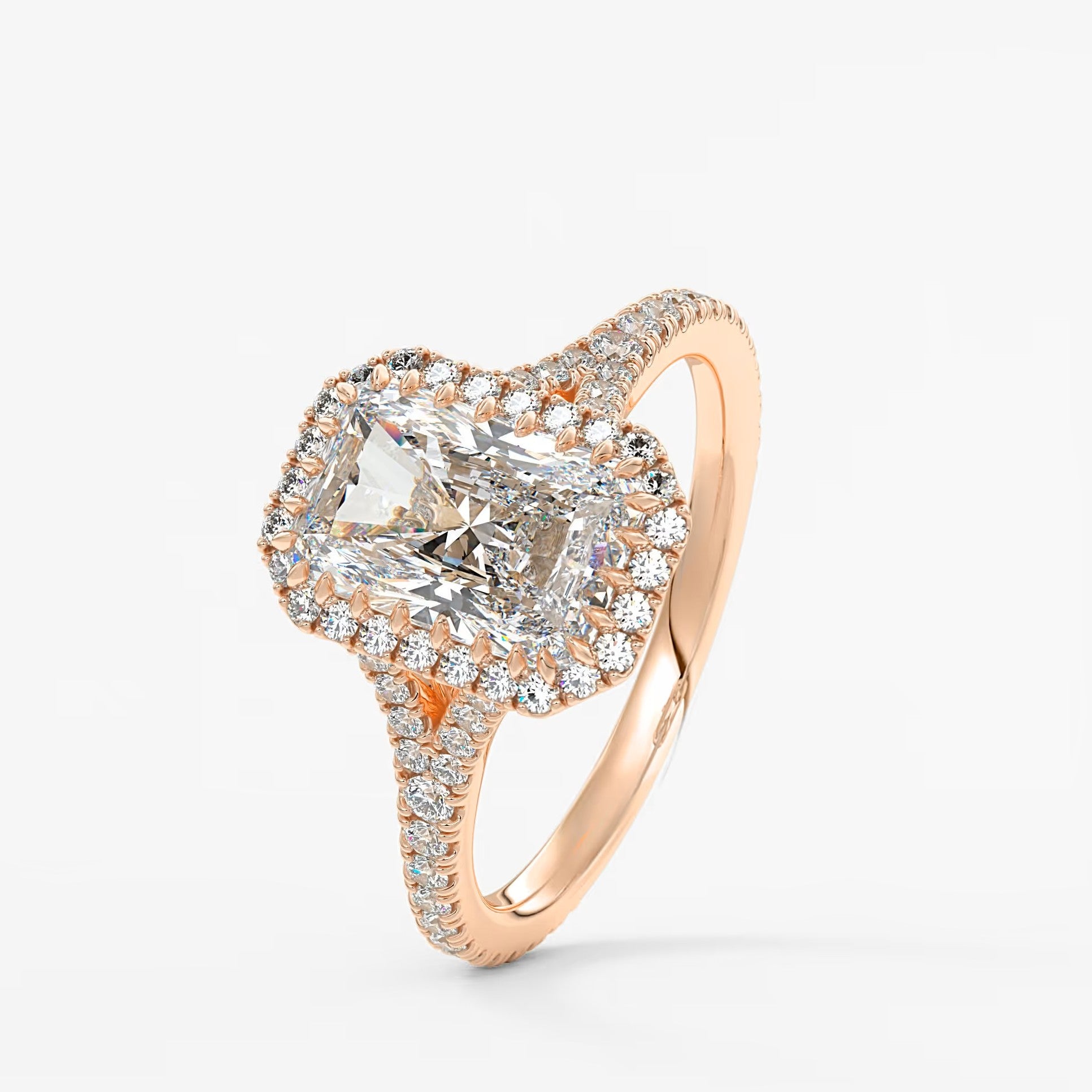 Aeris radiant halo pavé bridge engagement ring