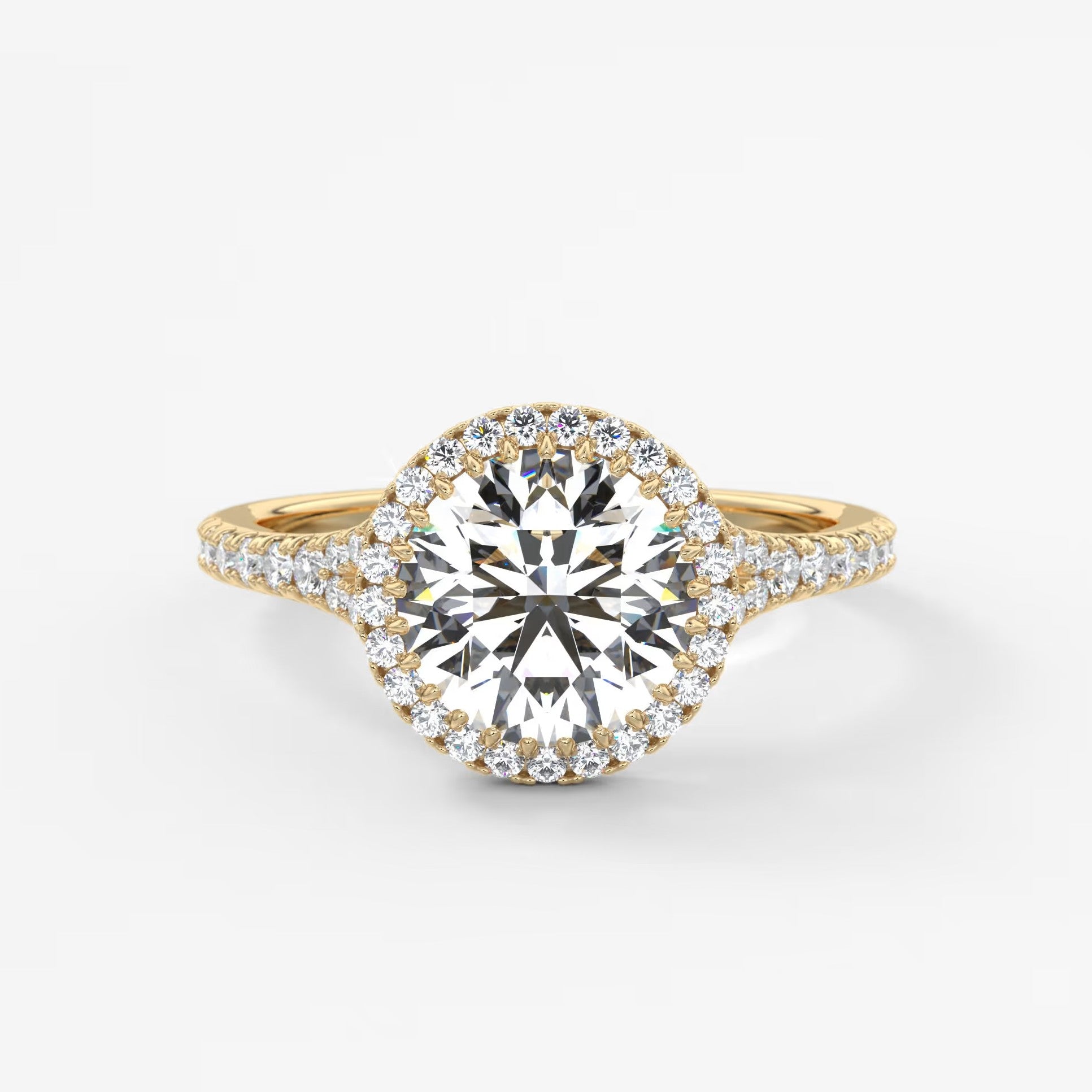 Aeris round halo pavé bridge engagement ring