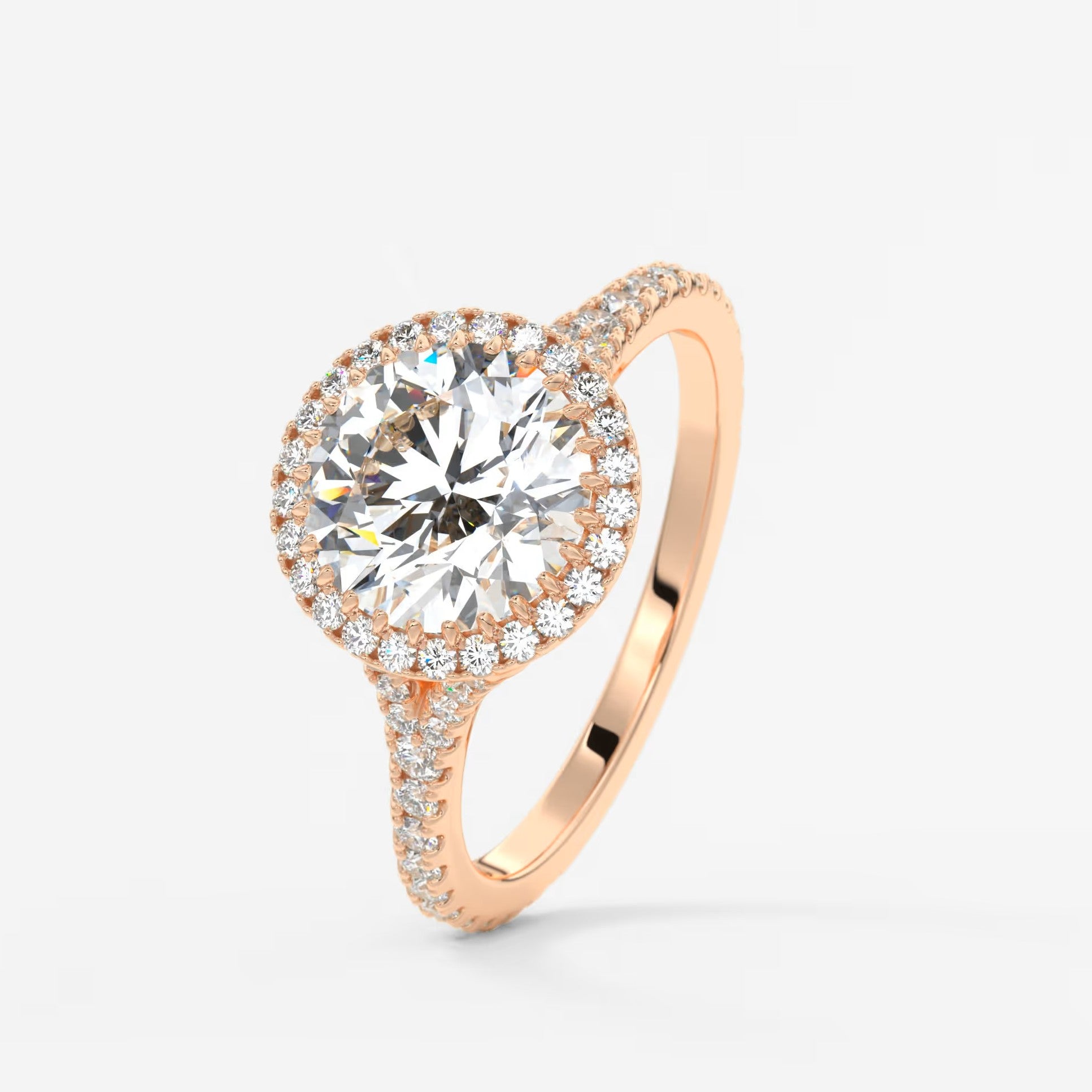 Aeris round halo pavé bridge engagement ring