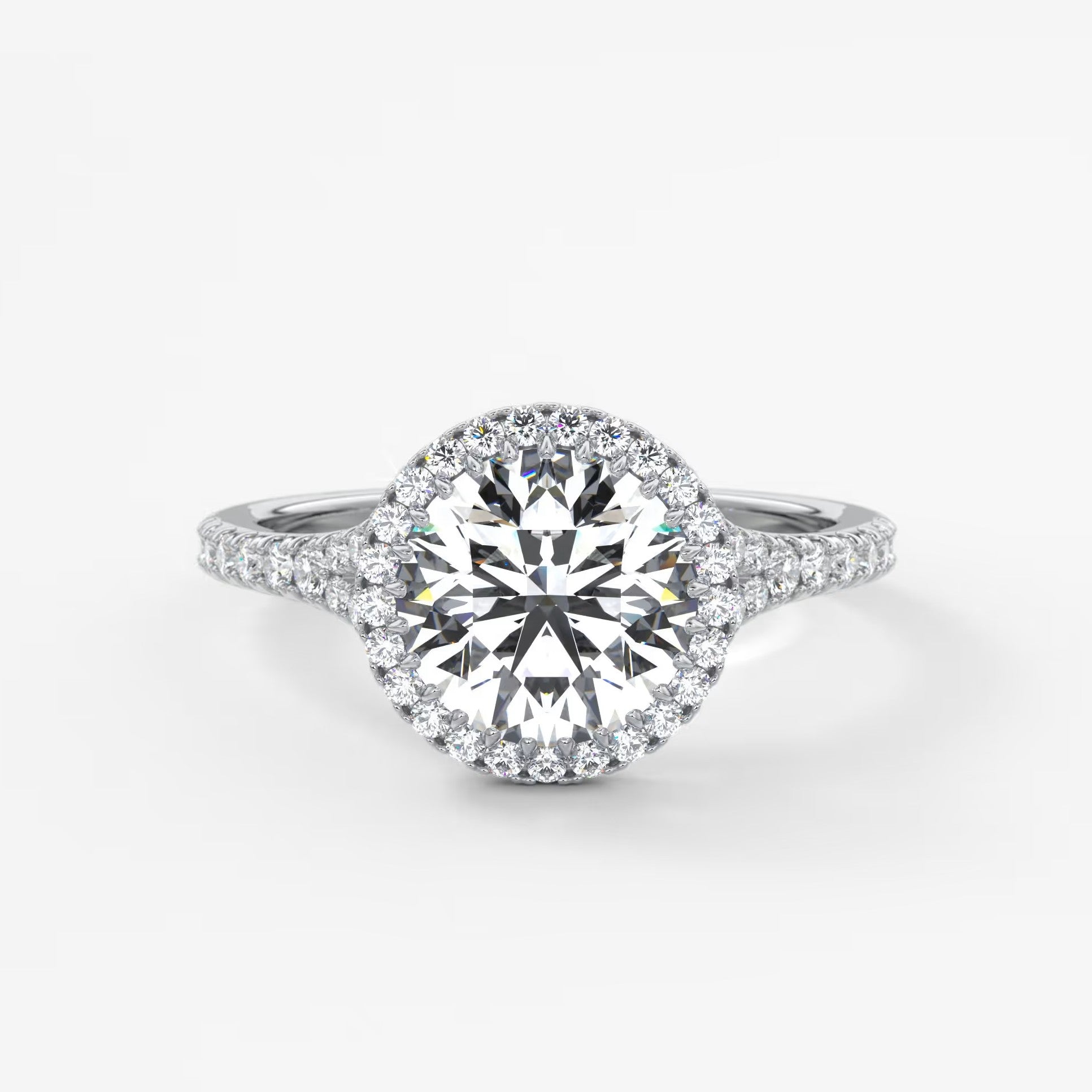 Aeris round halo pavé bridge engagement ring