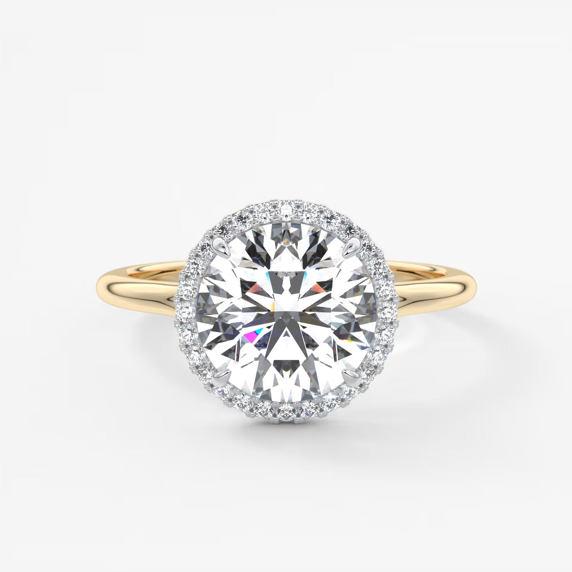 Aeris round halo two-tone engagement ring