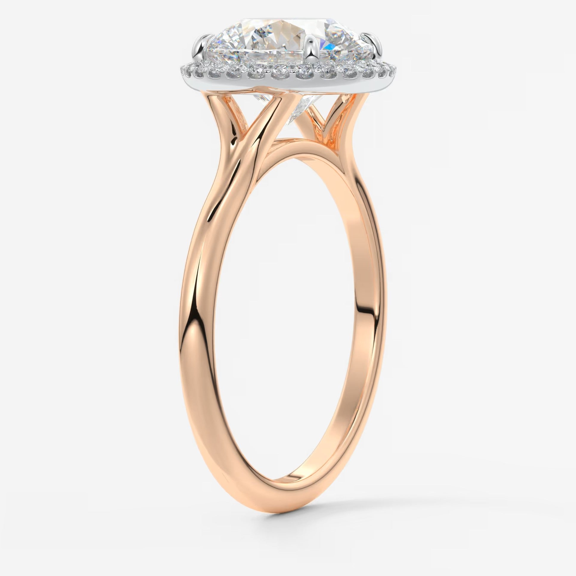 Aeris round halo two-tone engagement ring