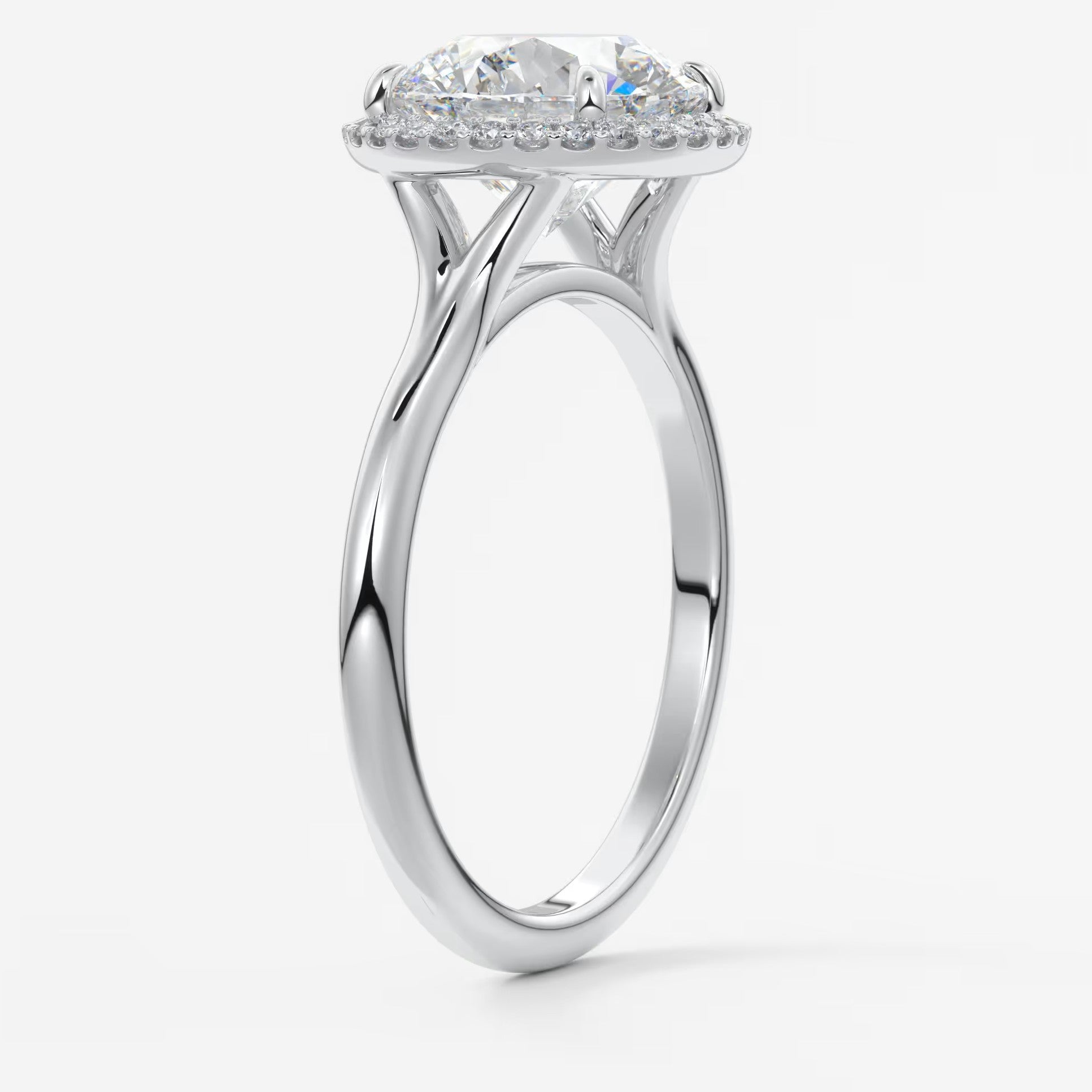 Aeris round halo two-tone engagement ring