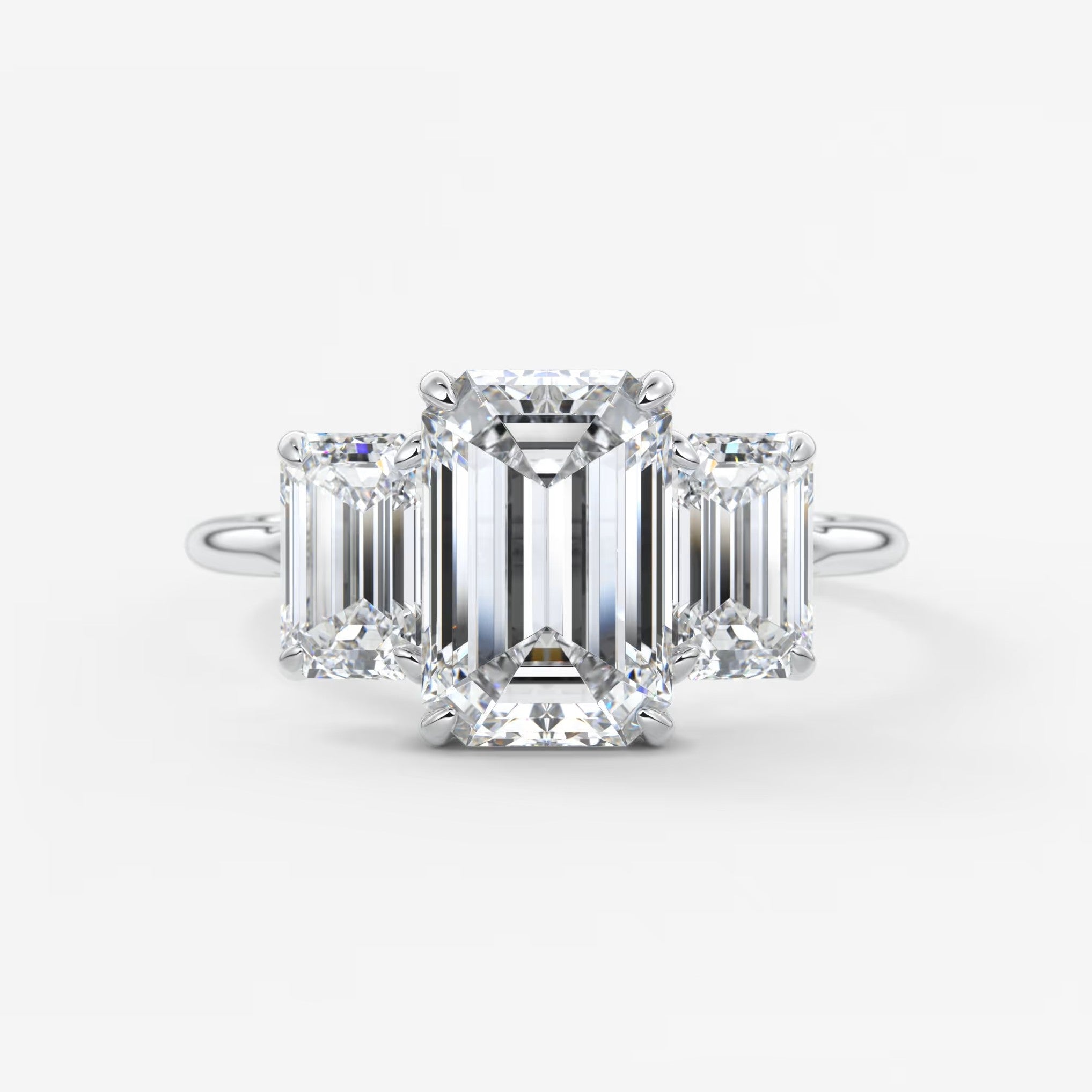 Amara emerald cathedral trilogy engagement ring