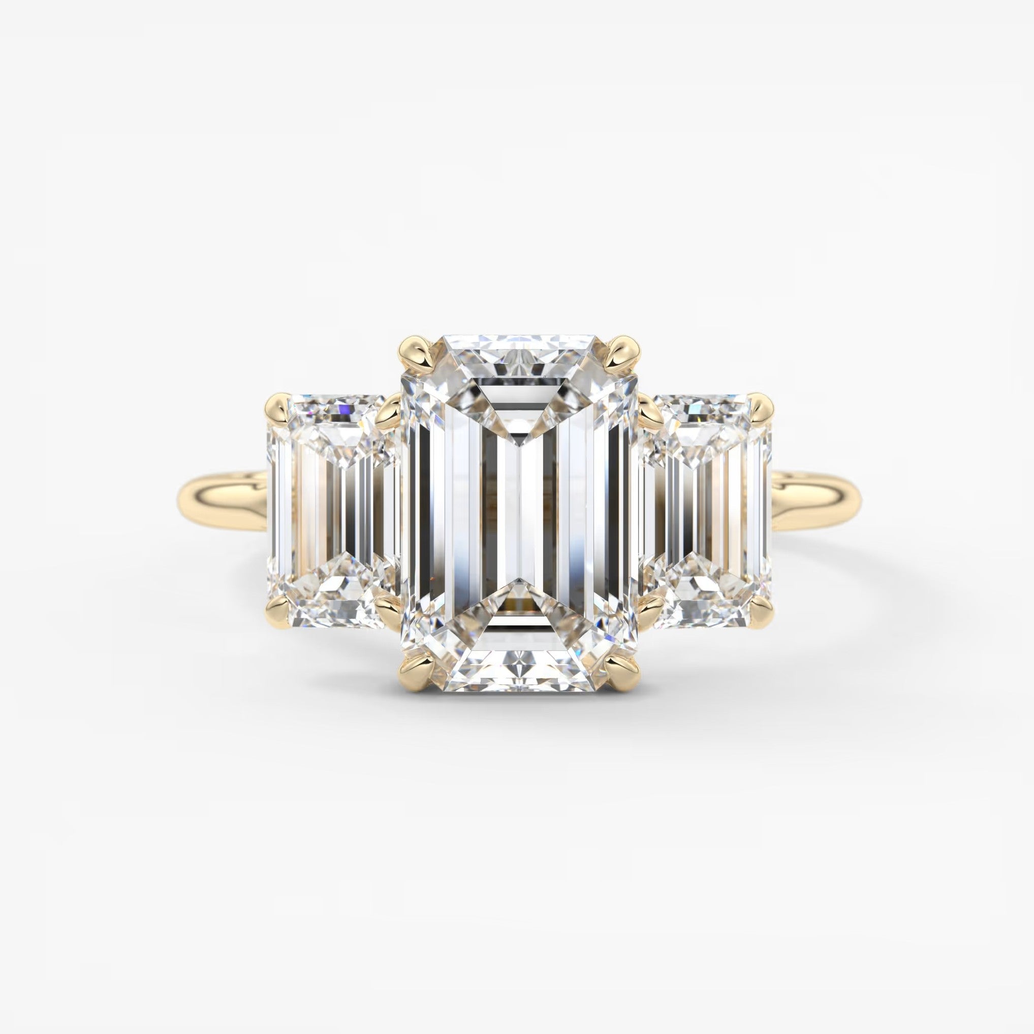 Amara emerald cathedral trilogy engagement ring