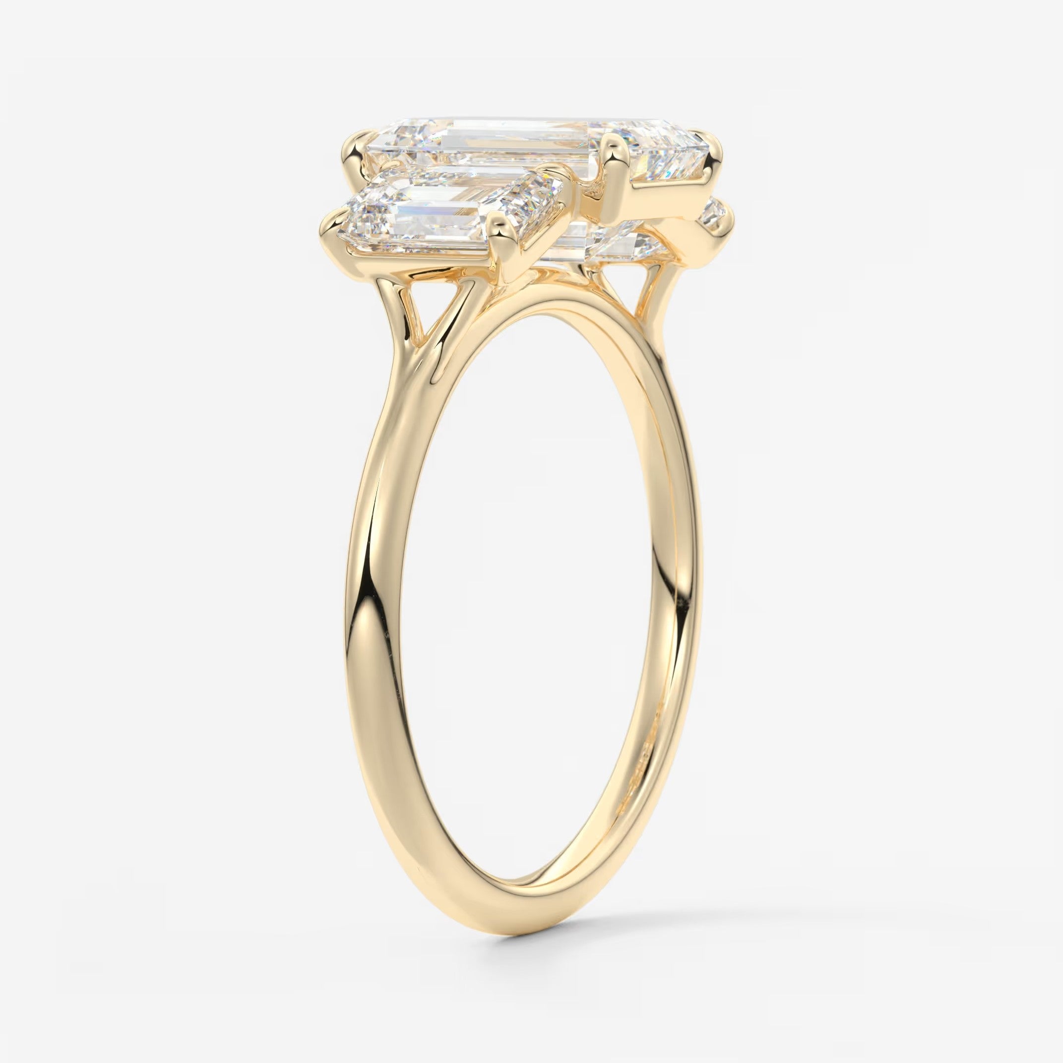 Amara emerald cathedral trilogy engagement ring