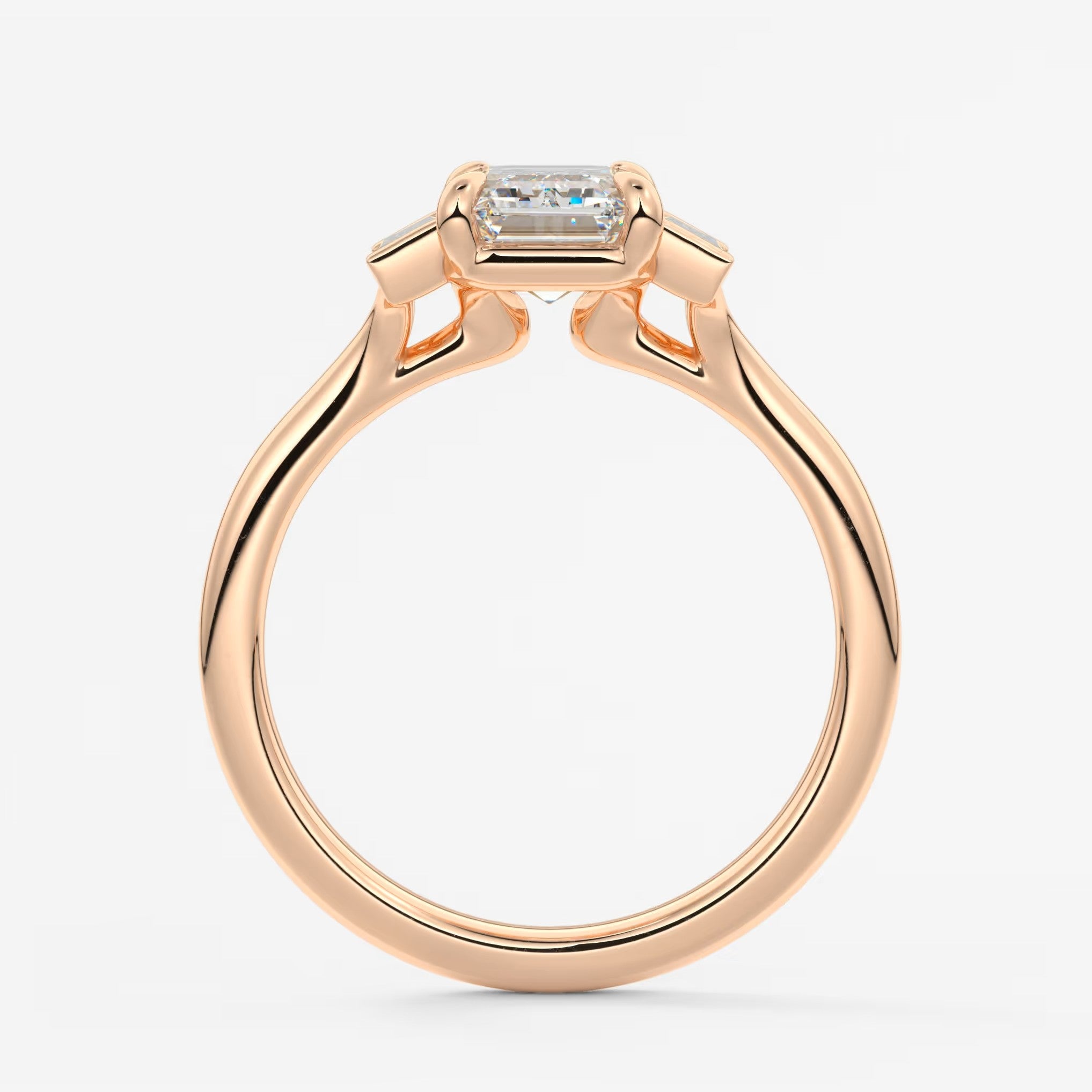 Aureline emerald baguette trilogy engagement ring