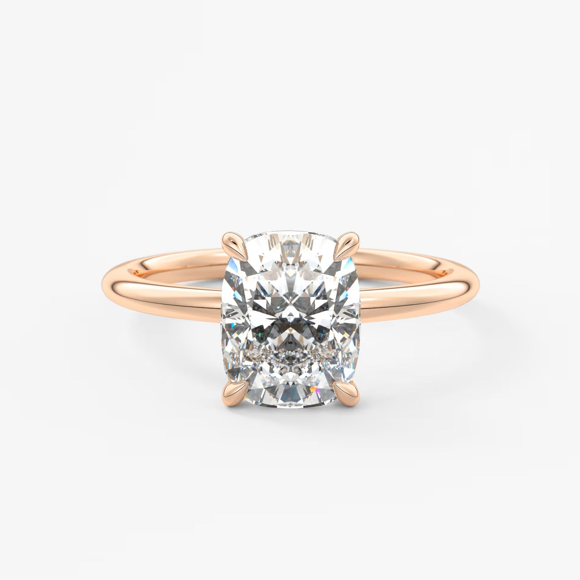 Aurora elongated cushion hidden halo engagement ring