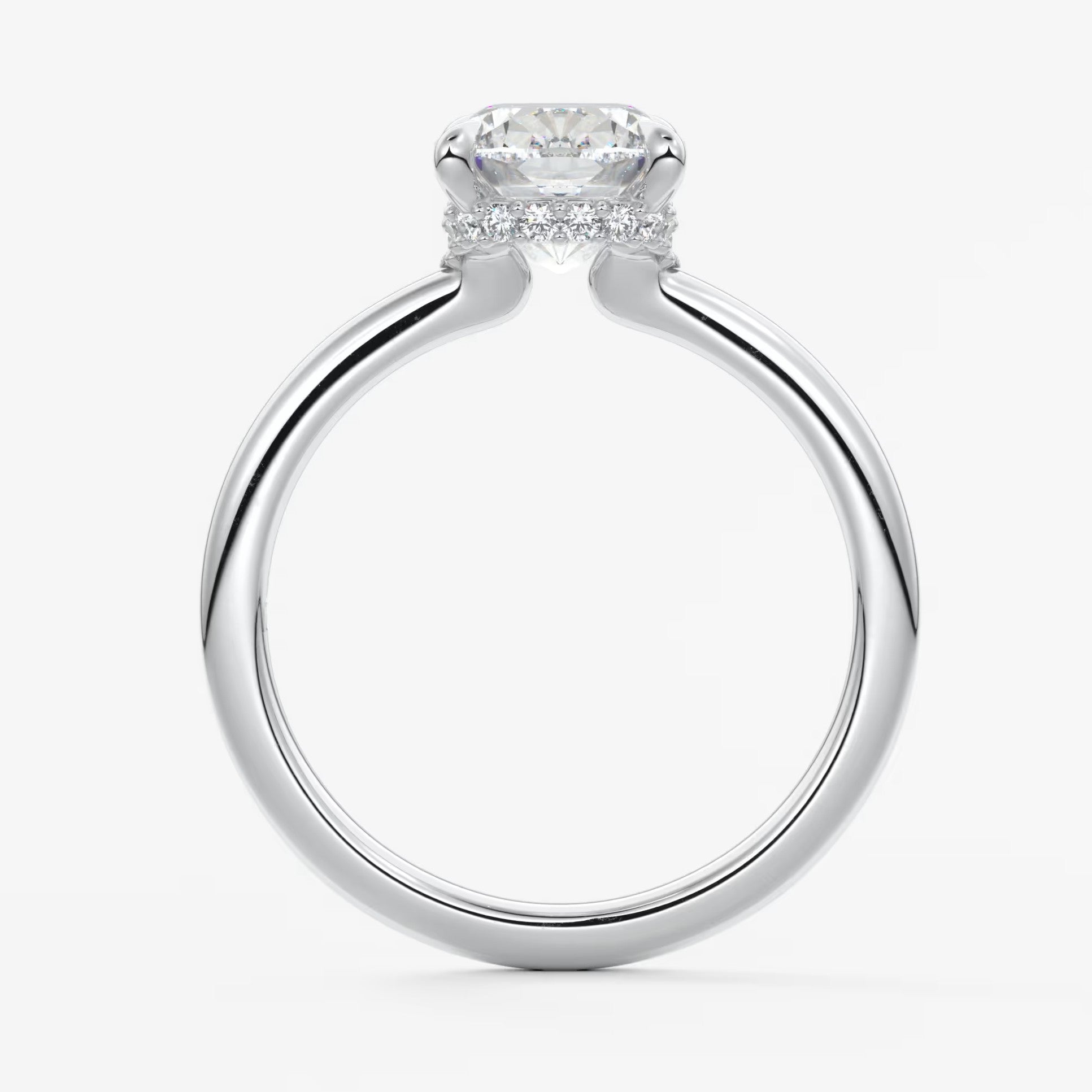 Aurora elongated cushion hidden halo engagement ring