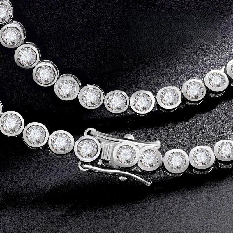 Custom made bezel moissanite tennis bracelet – 18k gold plated silver