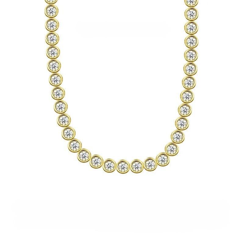 Custom made bezel moissanite tennis bracelet – 18k gold plated silver