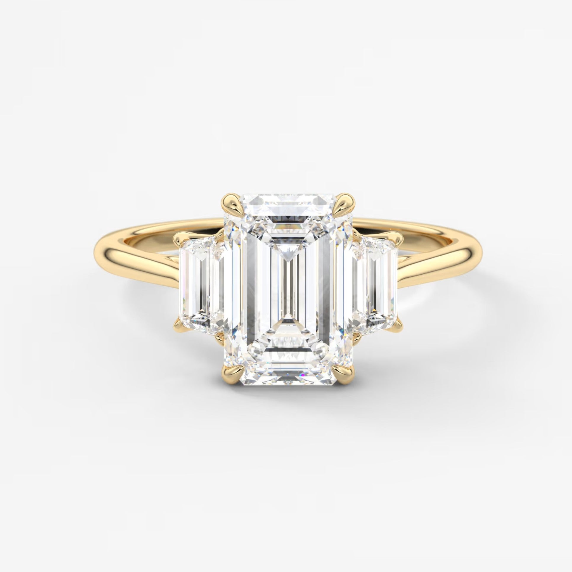 Calista emerald trapezoid cathedral engagement ring