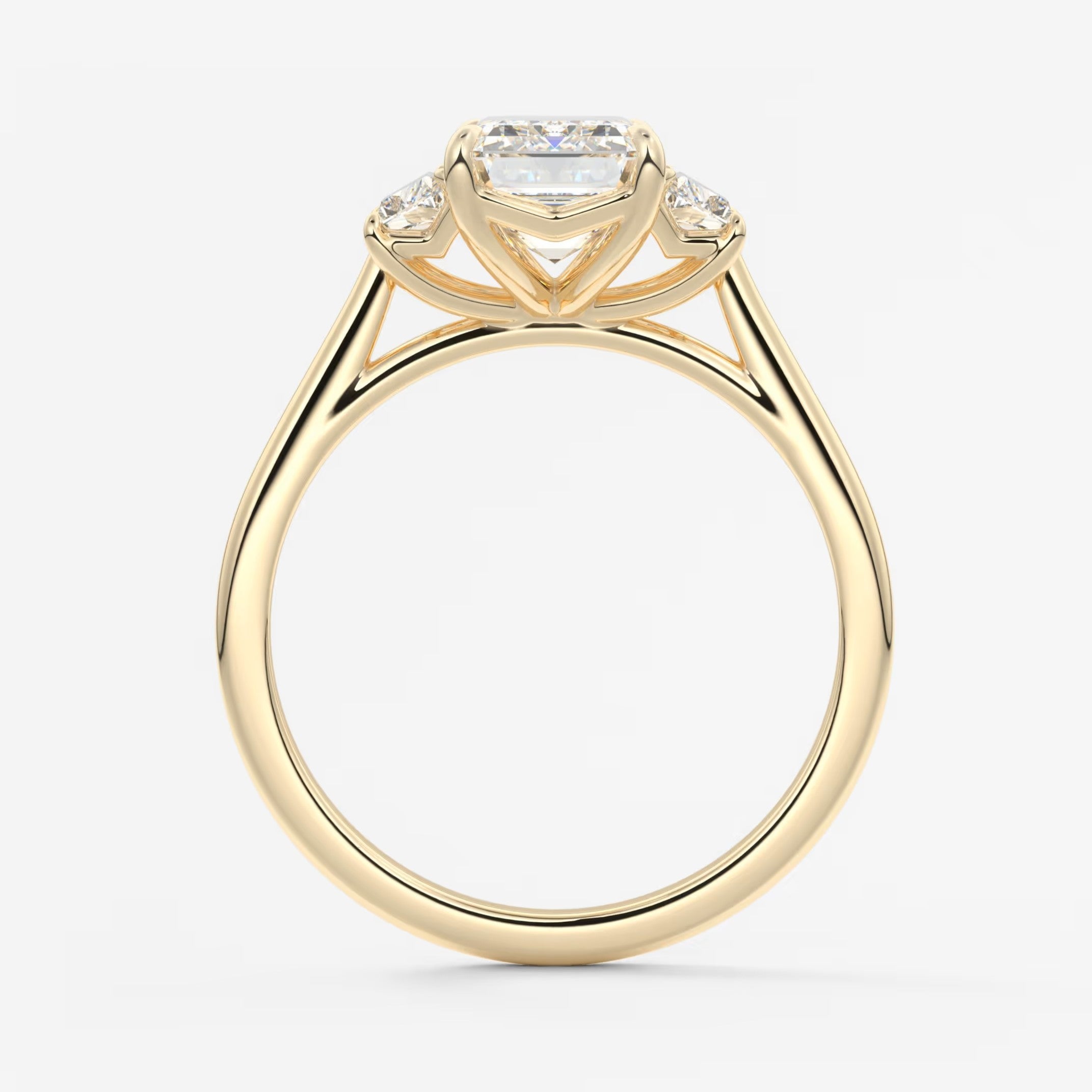 Calista emerald trapezoid cathedral engagement ring