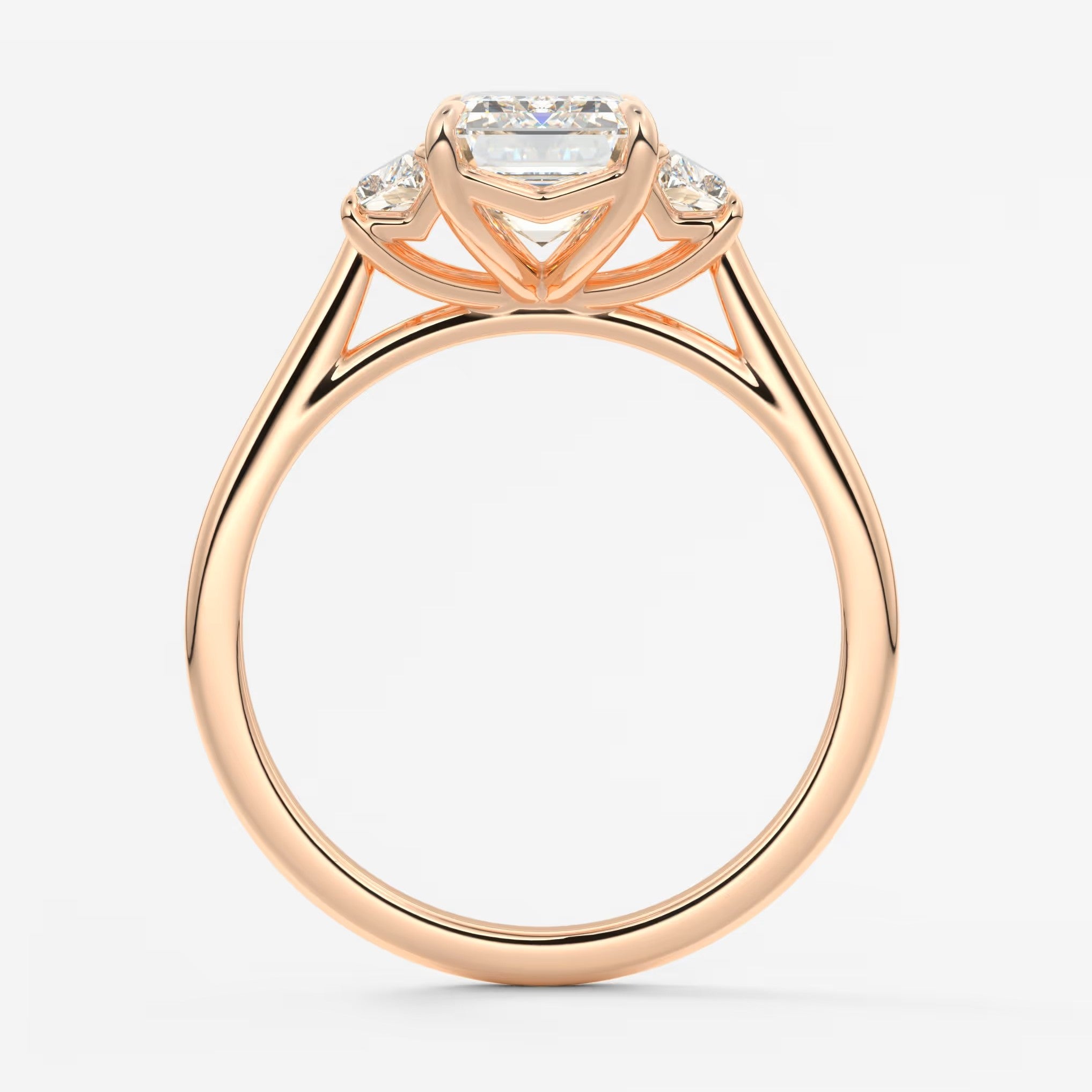 Calista emerald trapezoid cathedral engagement ring