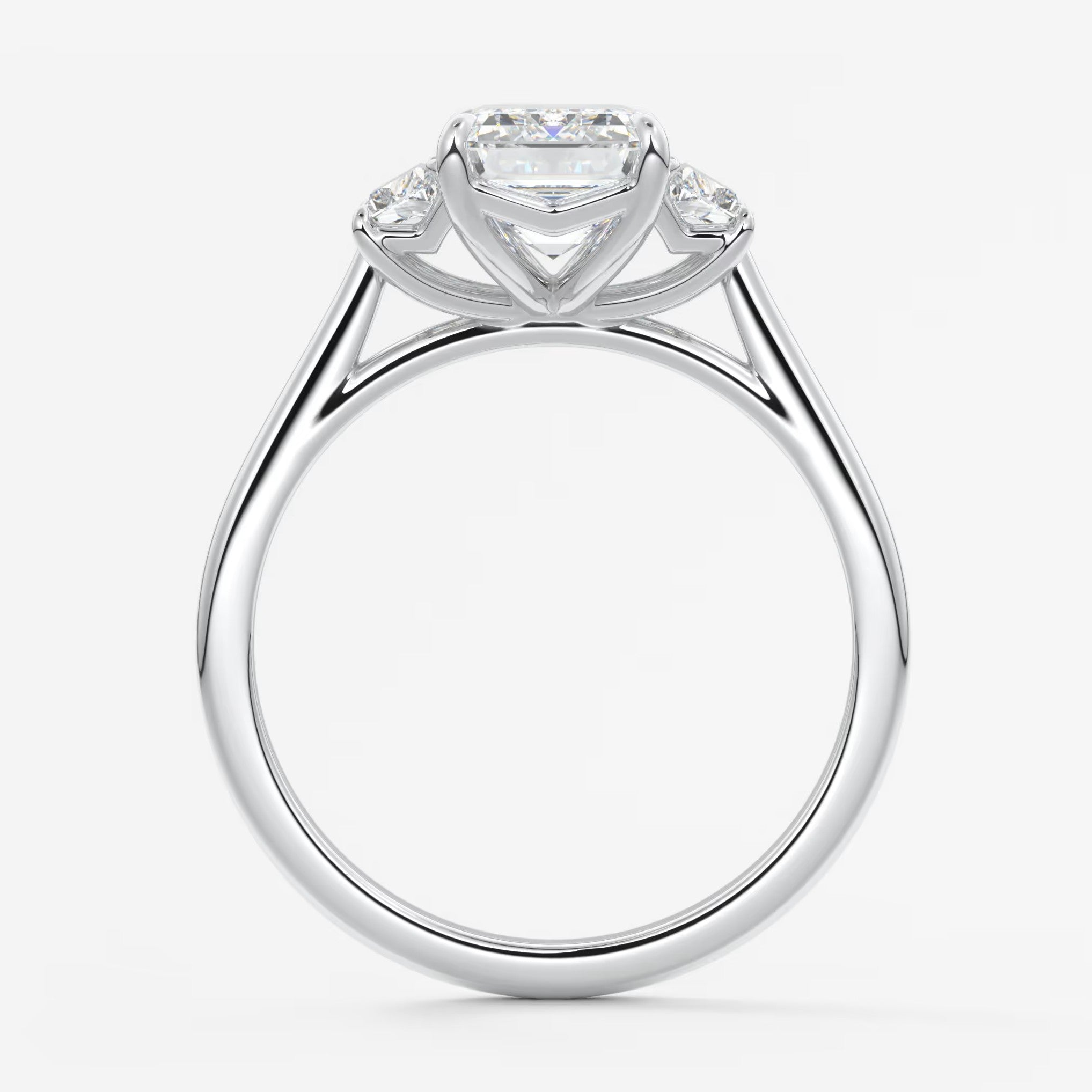 Calista emerald trapezoid cathedral engagement ring