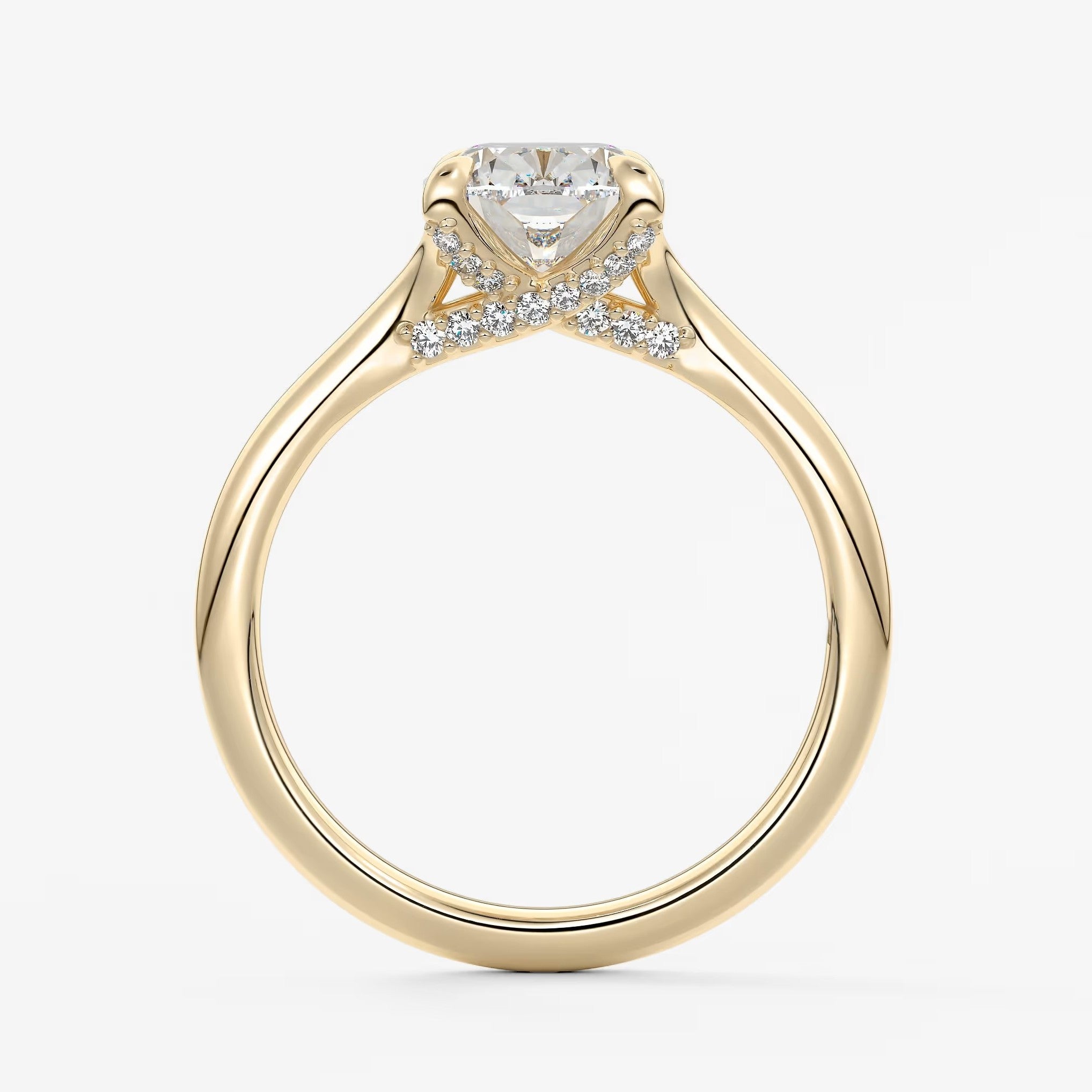 Cassia – cushion solitaire with hidden pavé