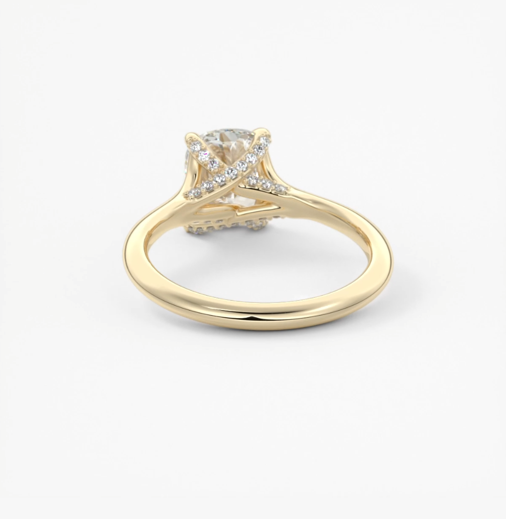 Cassia – cushion solitaire with hidden pavé