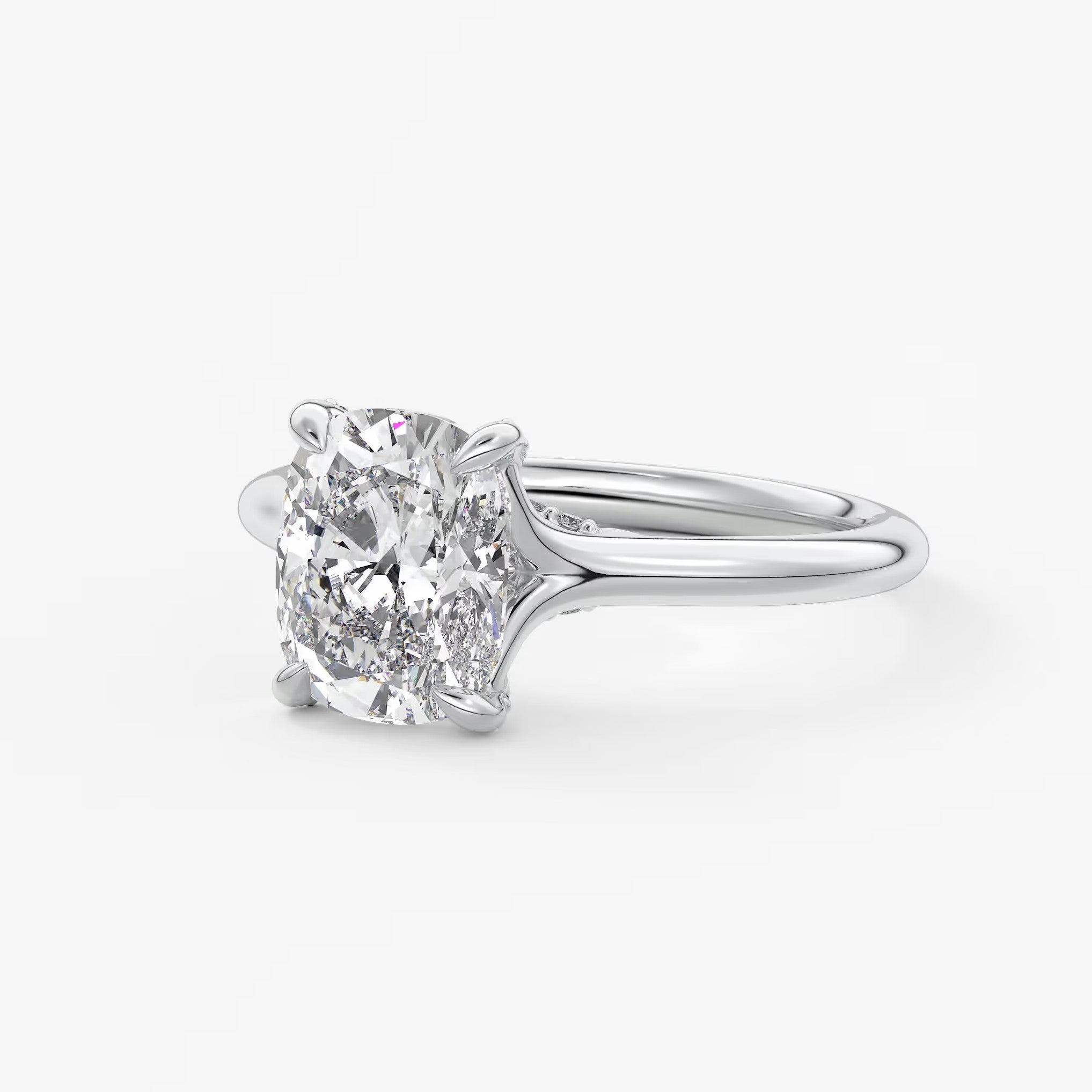 Cassia – cushion solitaire with hidden pavé