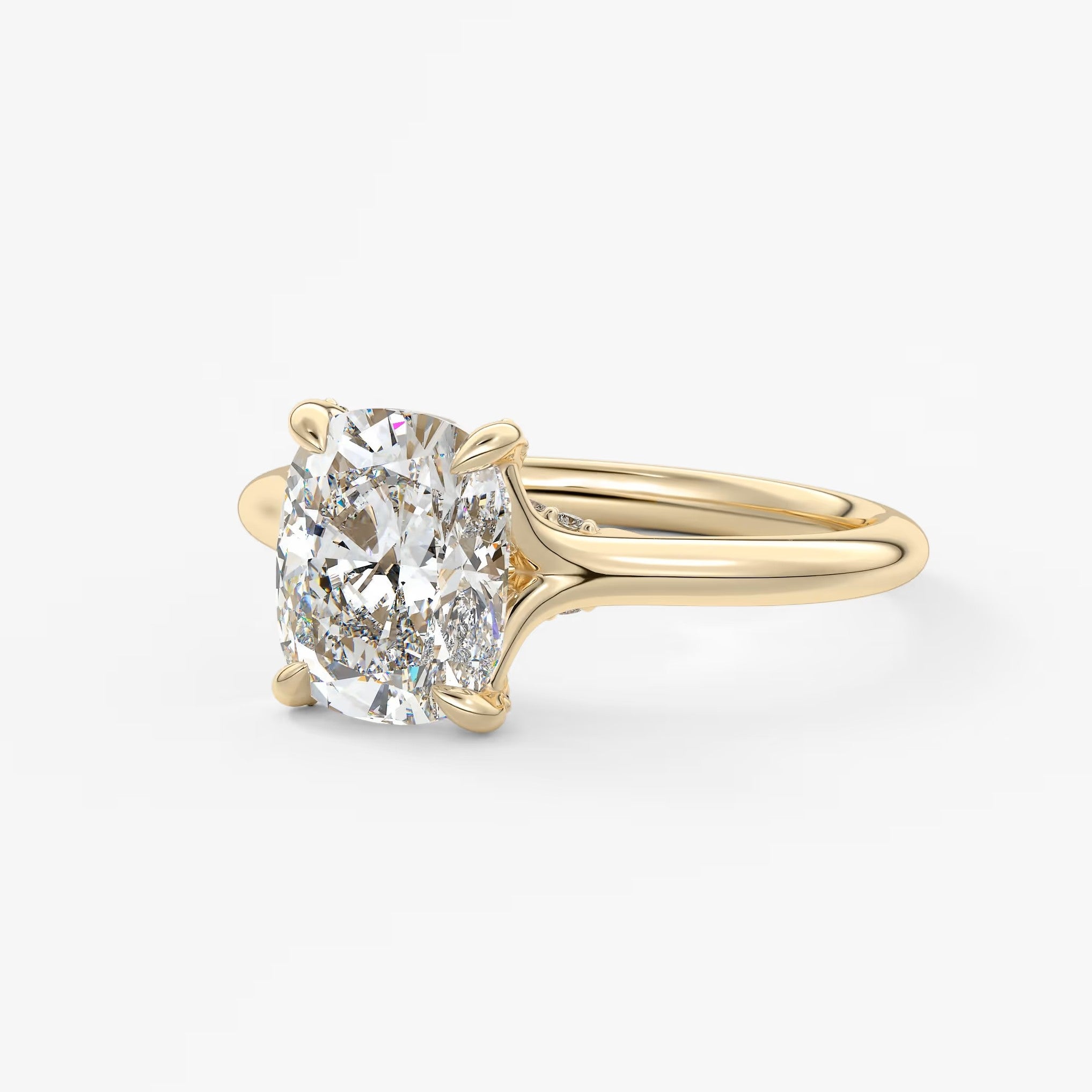 Cassia – cushion solitaire with hidden pavé