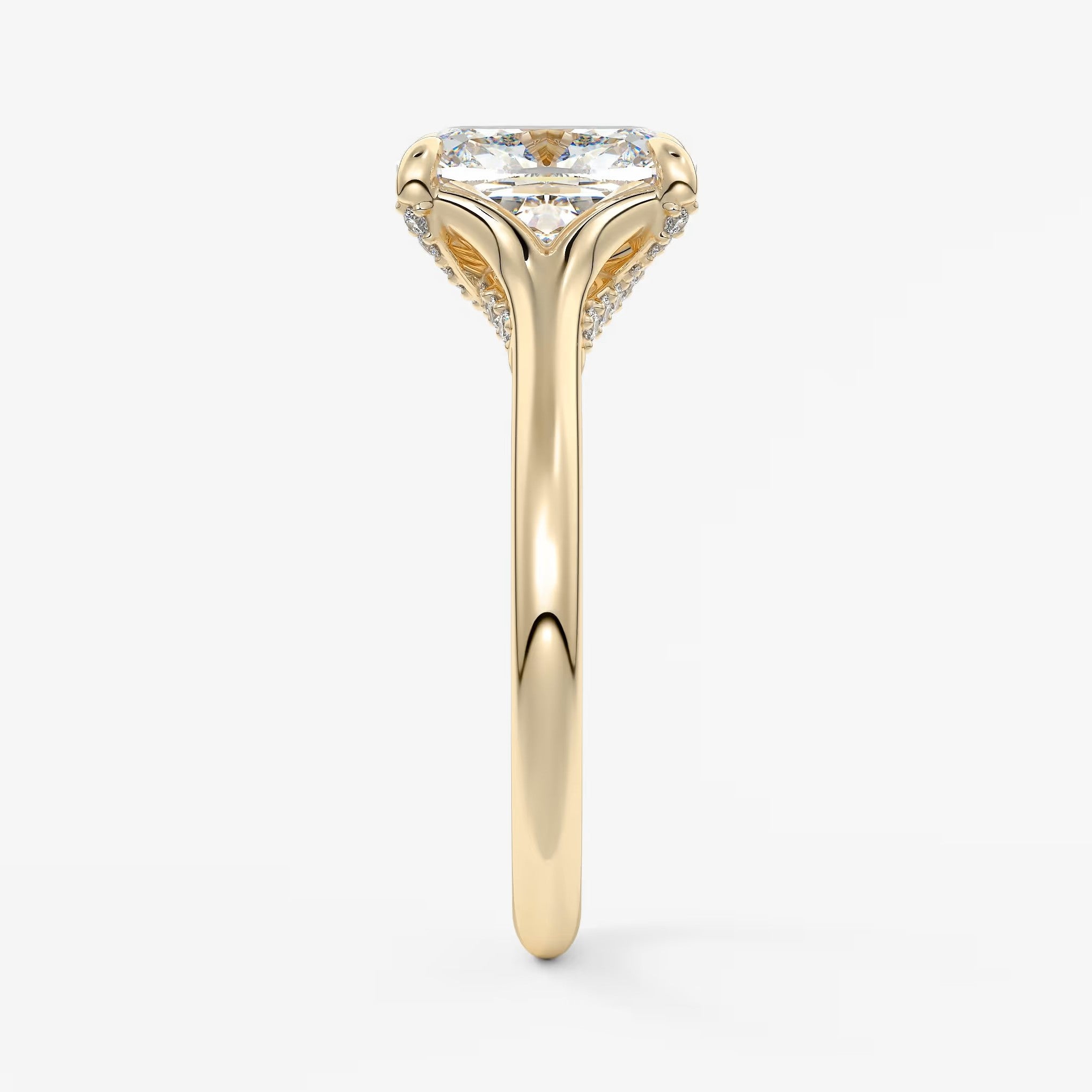 Cassia – cushion solitaire with hidden pavé