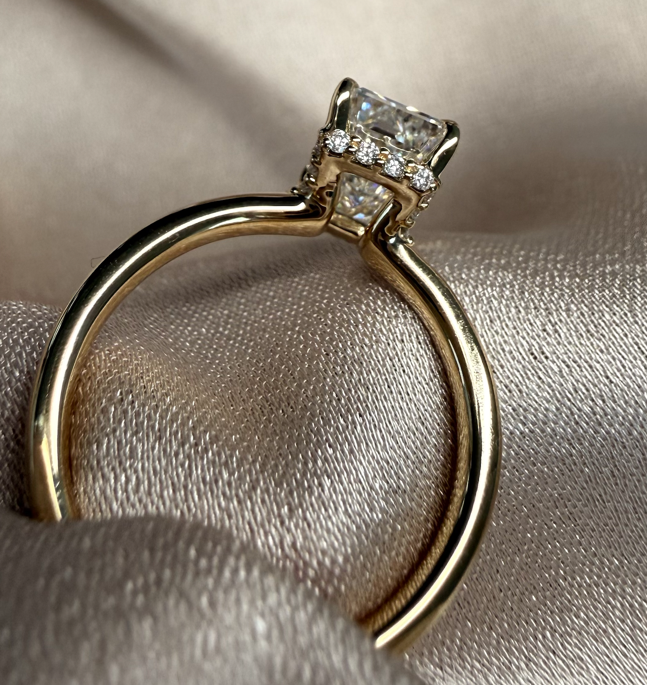 Emerald Hidden Halo Ring