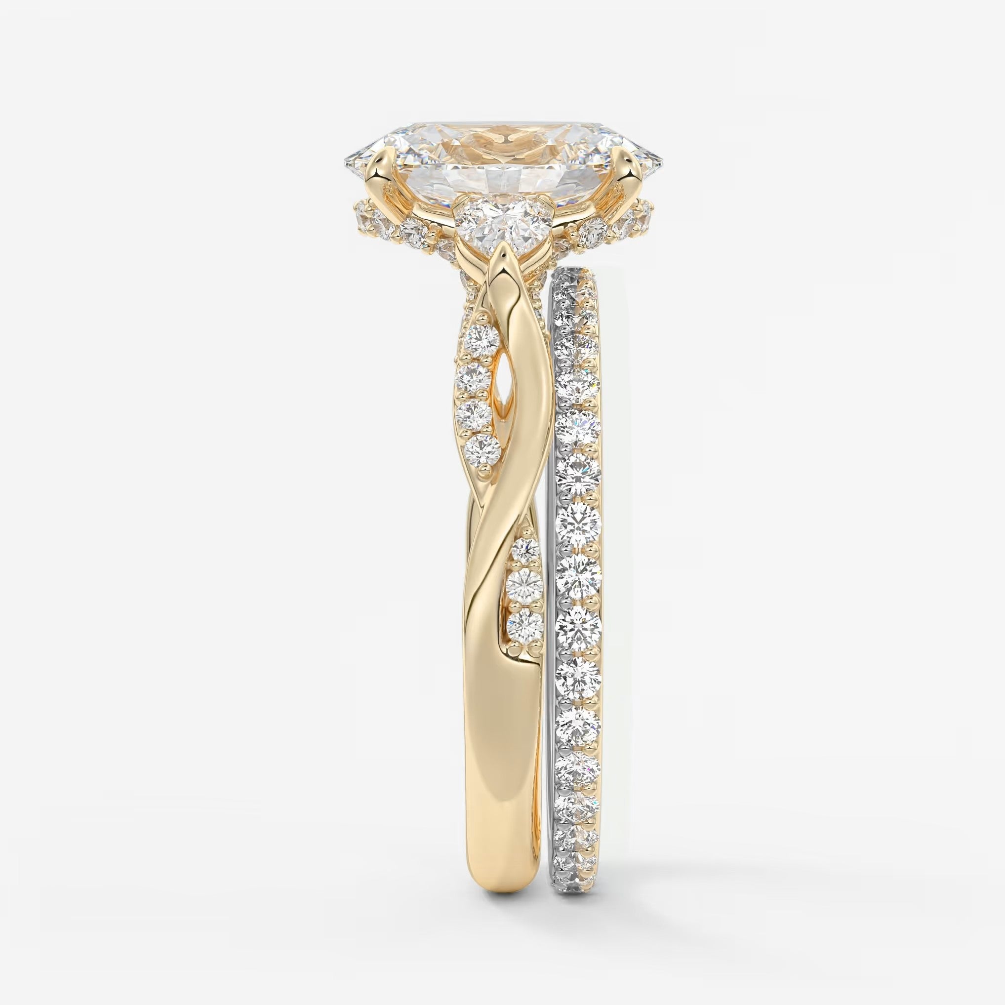 Florielle trilogy oval cathedral engagement ring