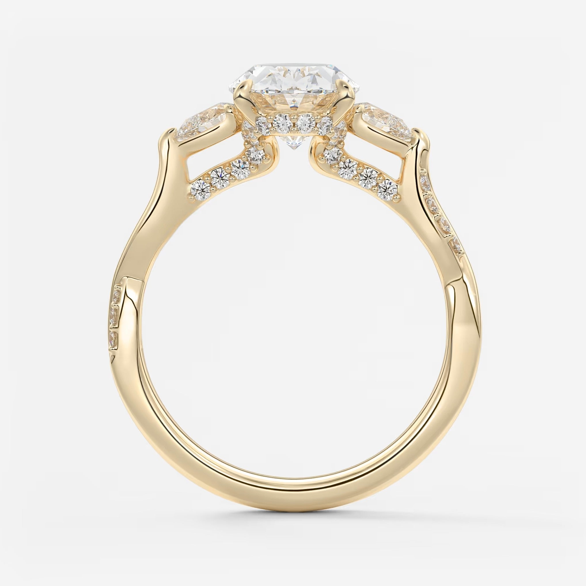 Florielle trilogy oval cathedral engagement ring