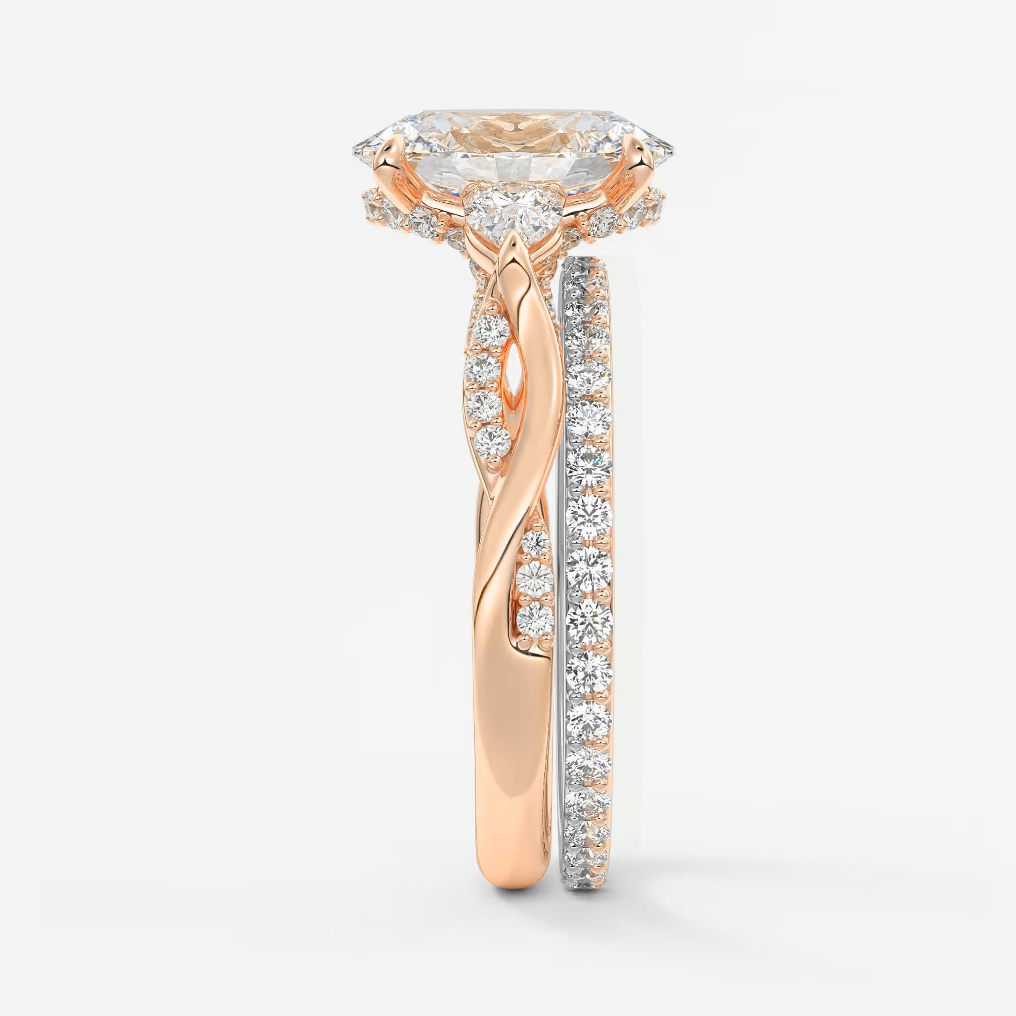 Florielle trilogy oval cathedral engagement ring