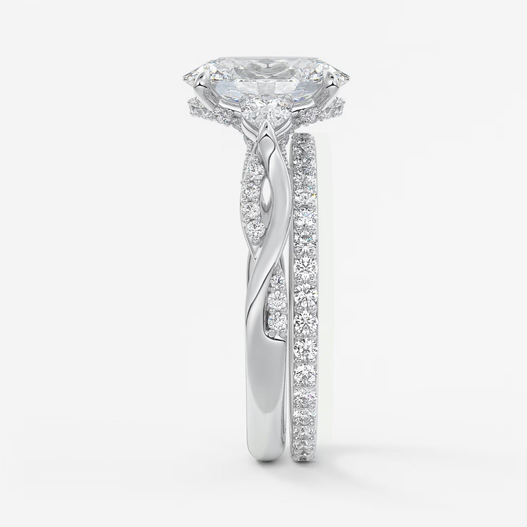 Florielle trilogy oval cathedral engagement ring
