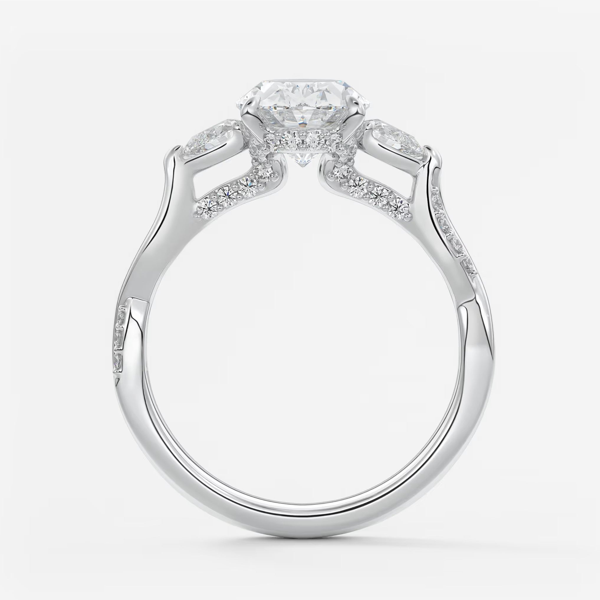 Florielle trilogy oval cathedral engagement ring
