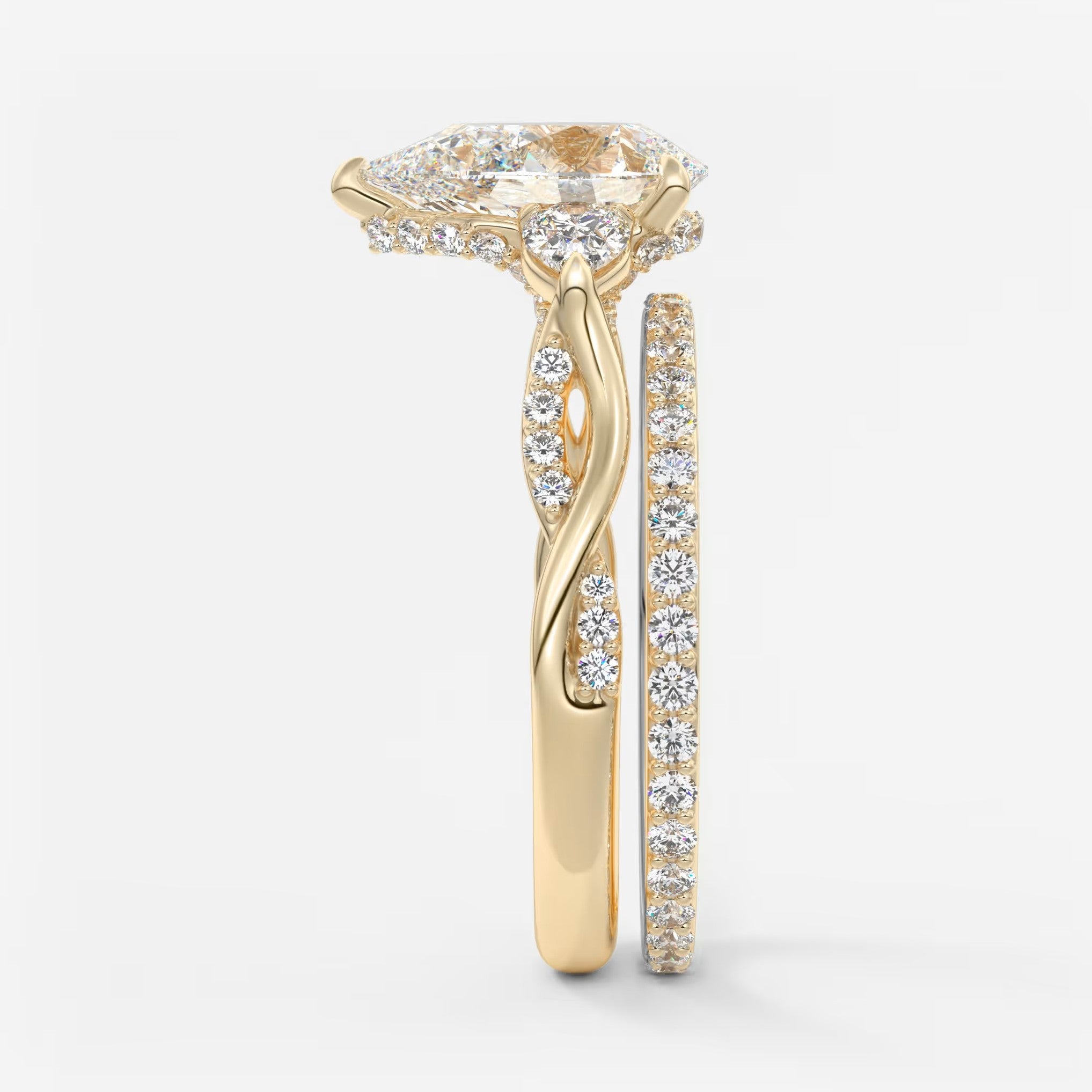 Florielle trilogy pear cathedral engagement ring