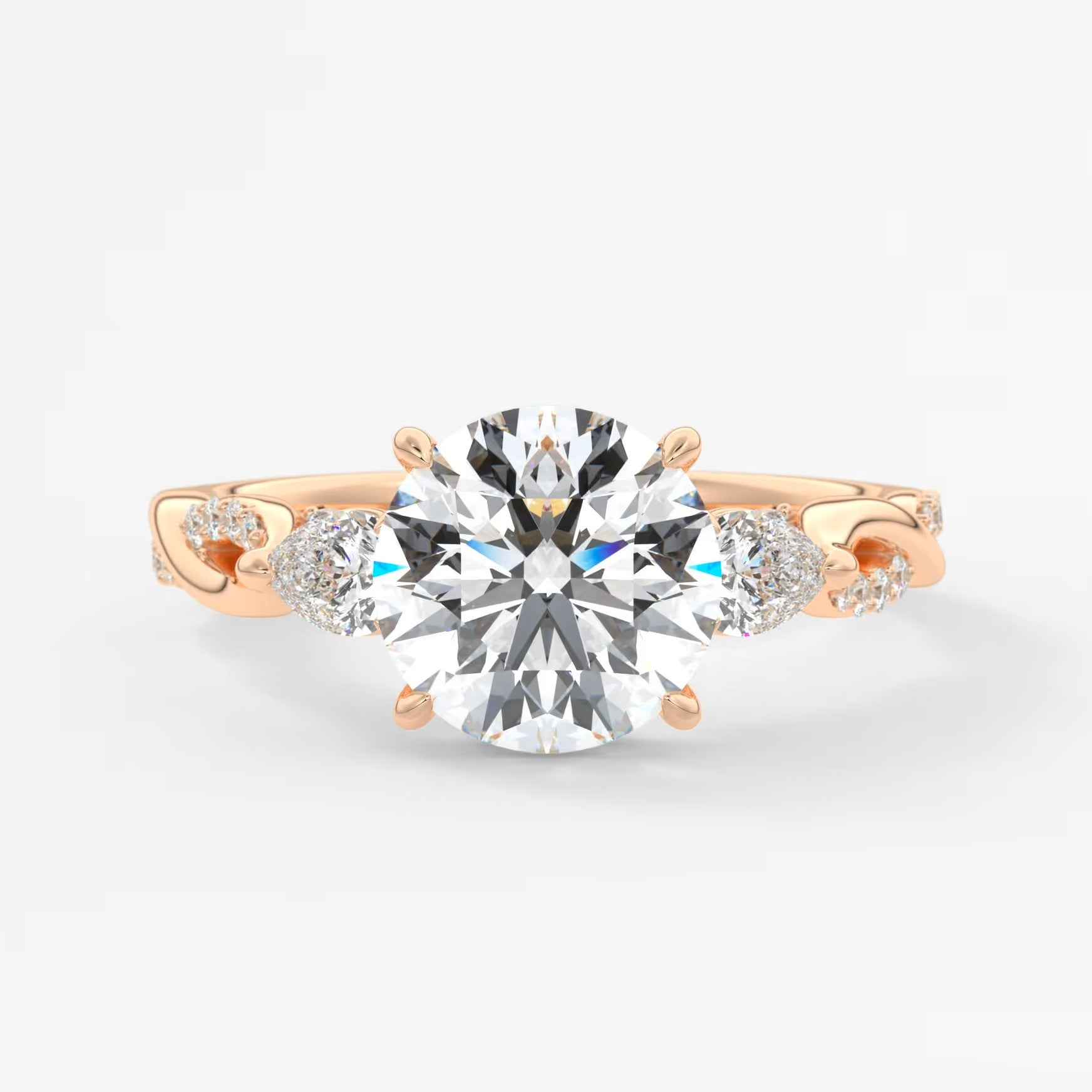 Florielle trilogy round cathedral engagement ring