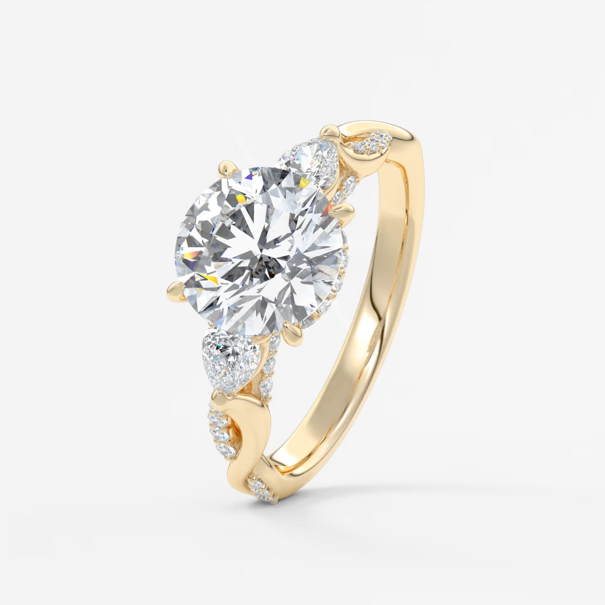 Florielle trilogy round cathedral engagement ring