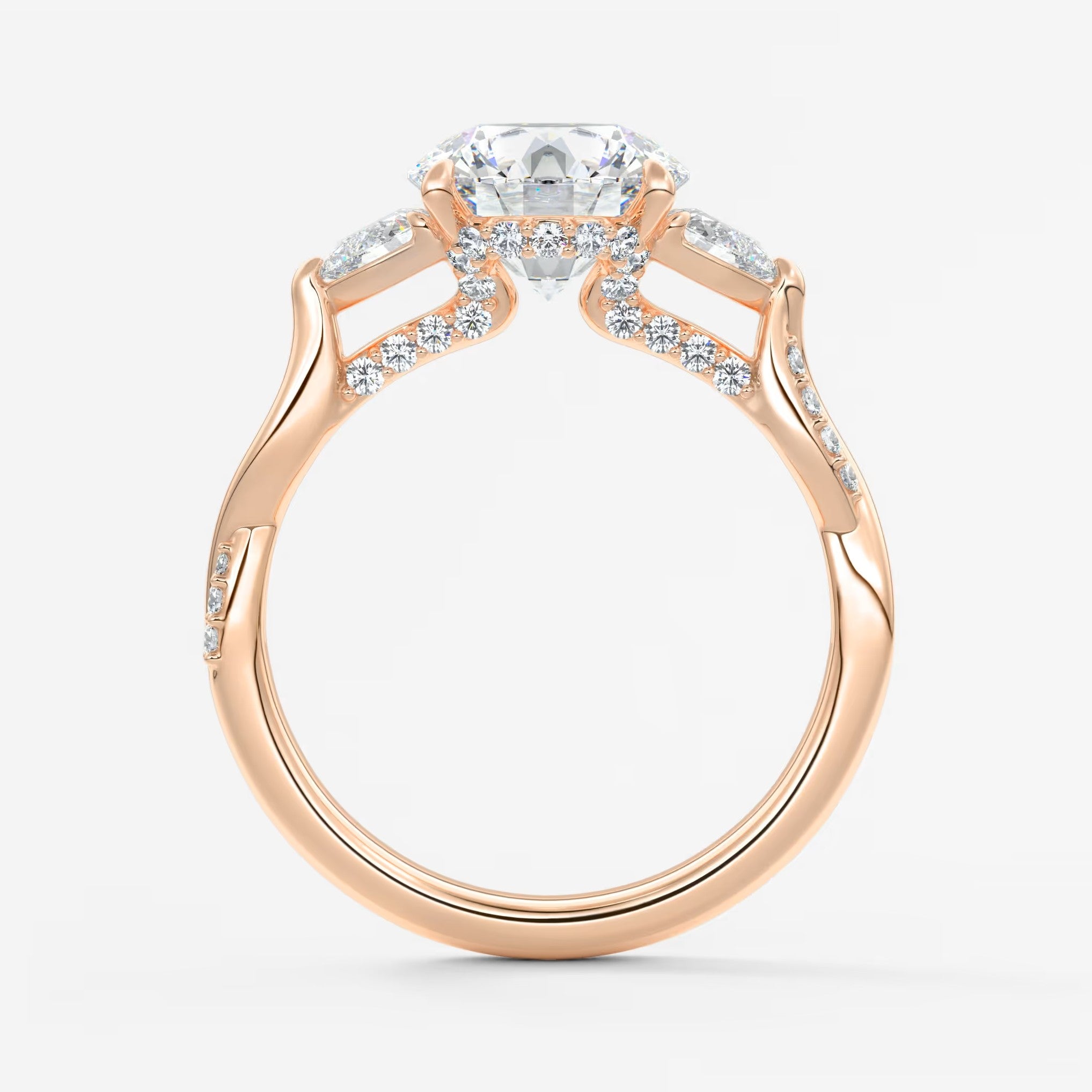 Florielle trilogy round cathedral engagement ring