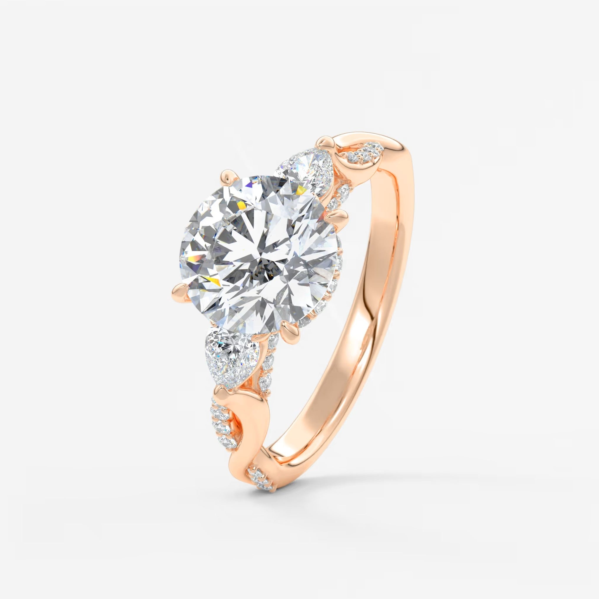 Florielle trilogy round cathedral engagement ring