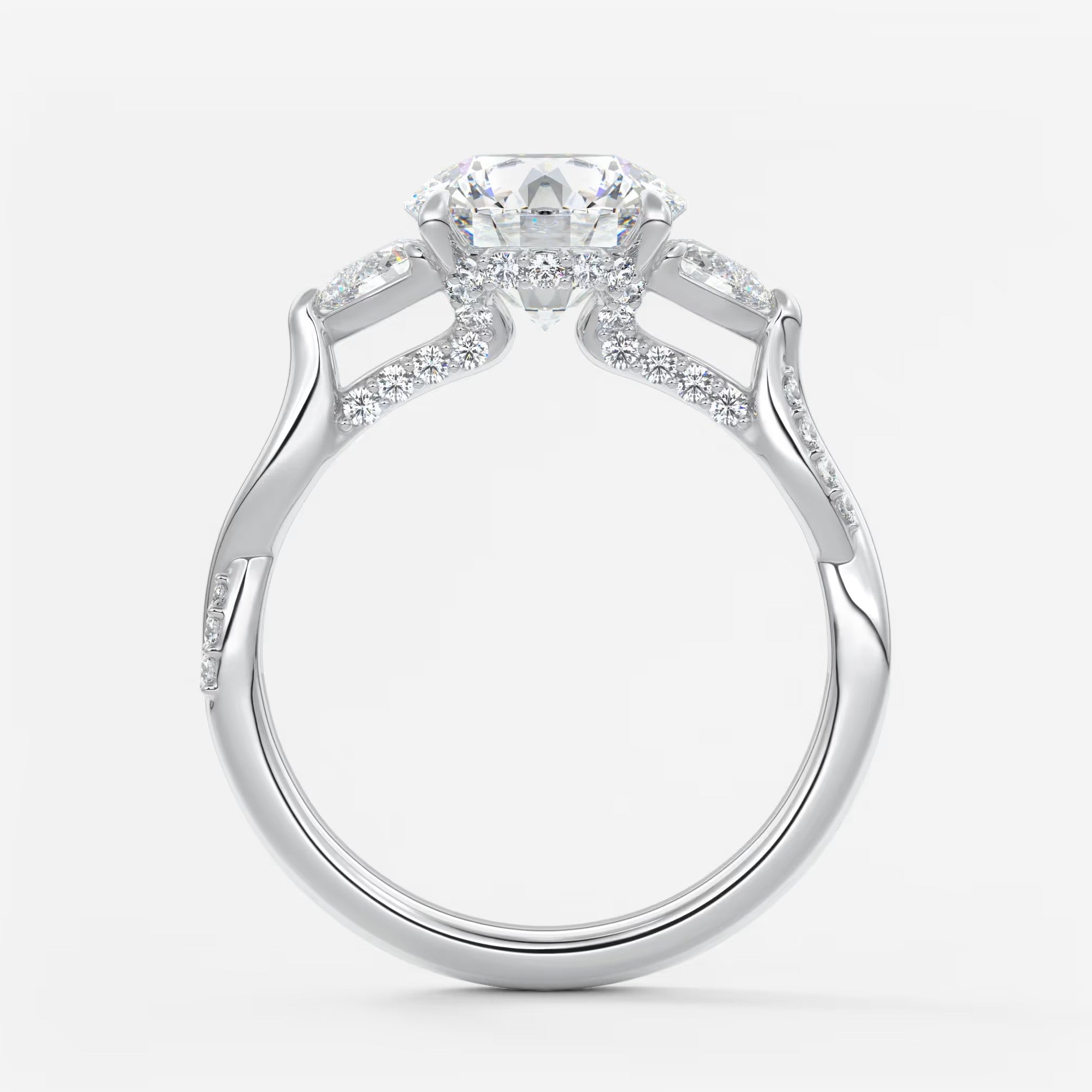 Florielle trilogy round cathedral engagement ring