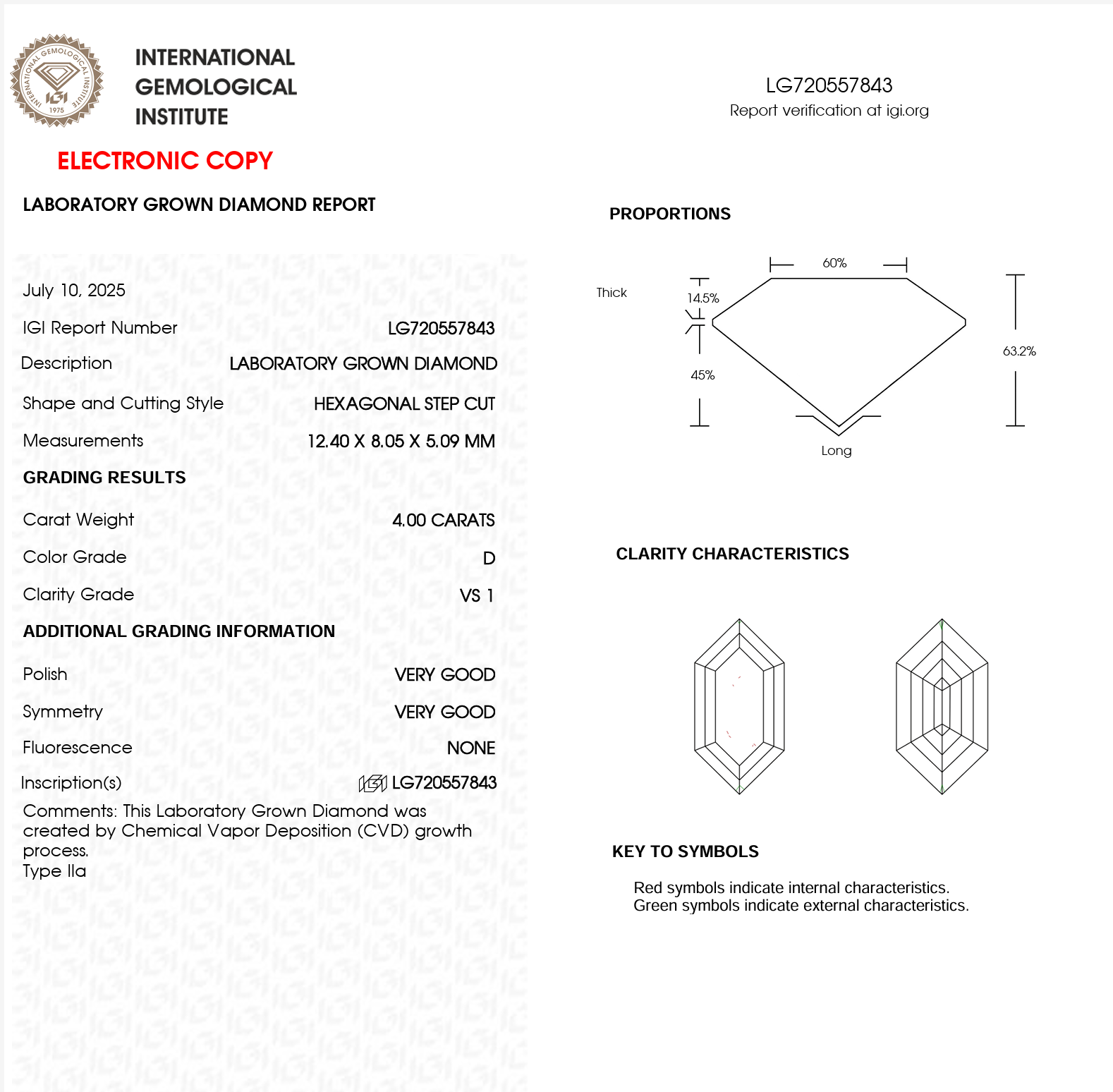 Hexagonal half bezel lab diamond engagement ring – 4ct d vs1 | 18k yellow gold