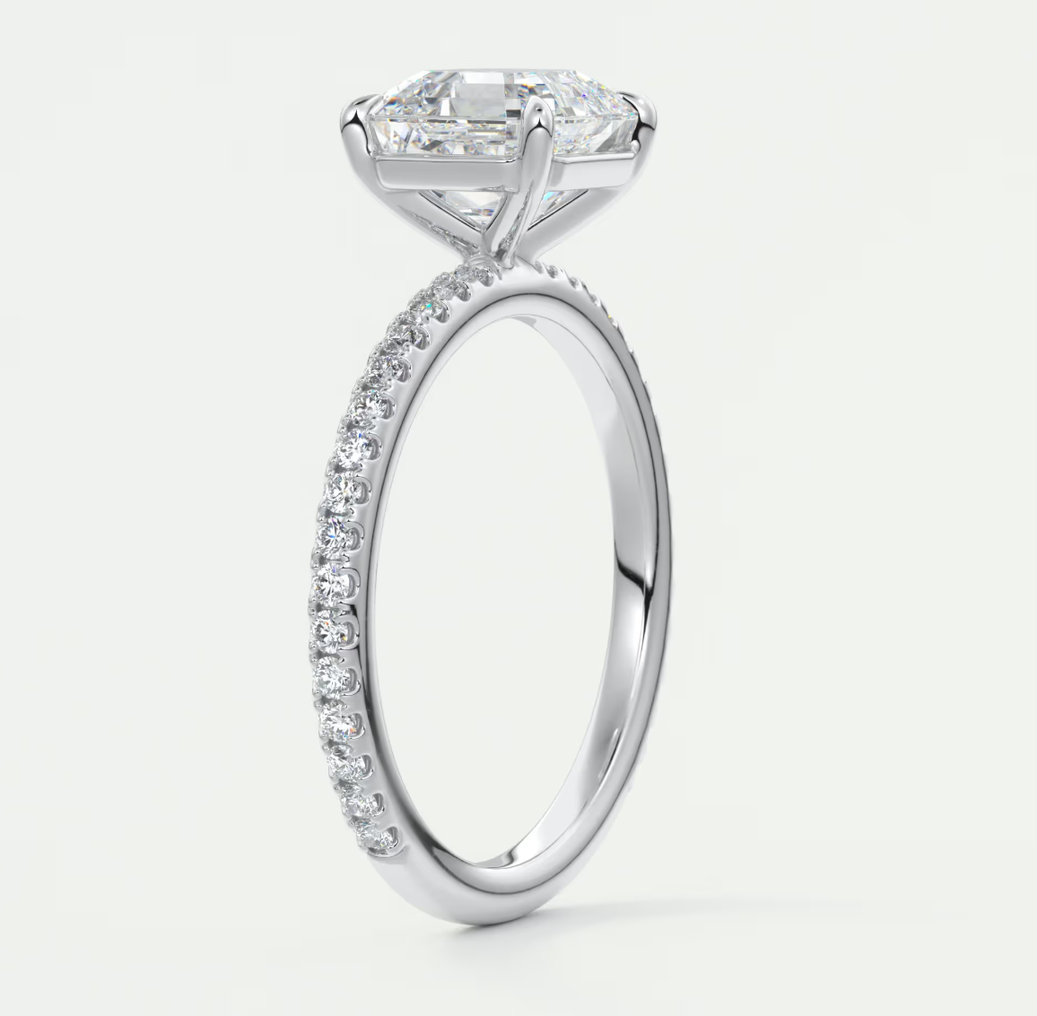 Custom made isolde asscher pavé solitaire ring | lab-grown diamond or moissanite