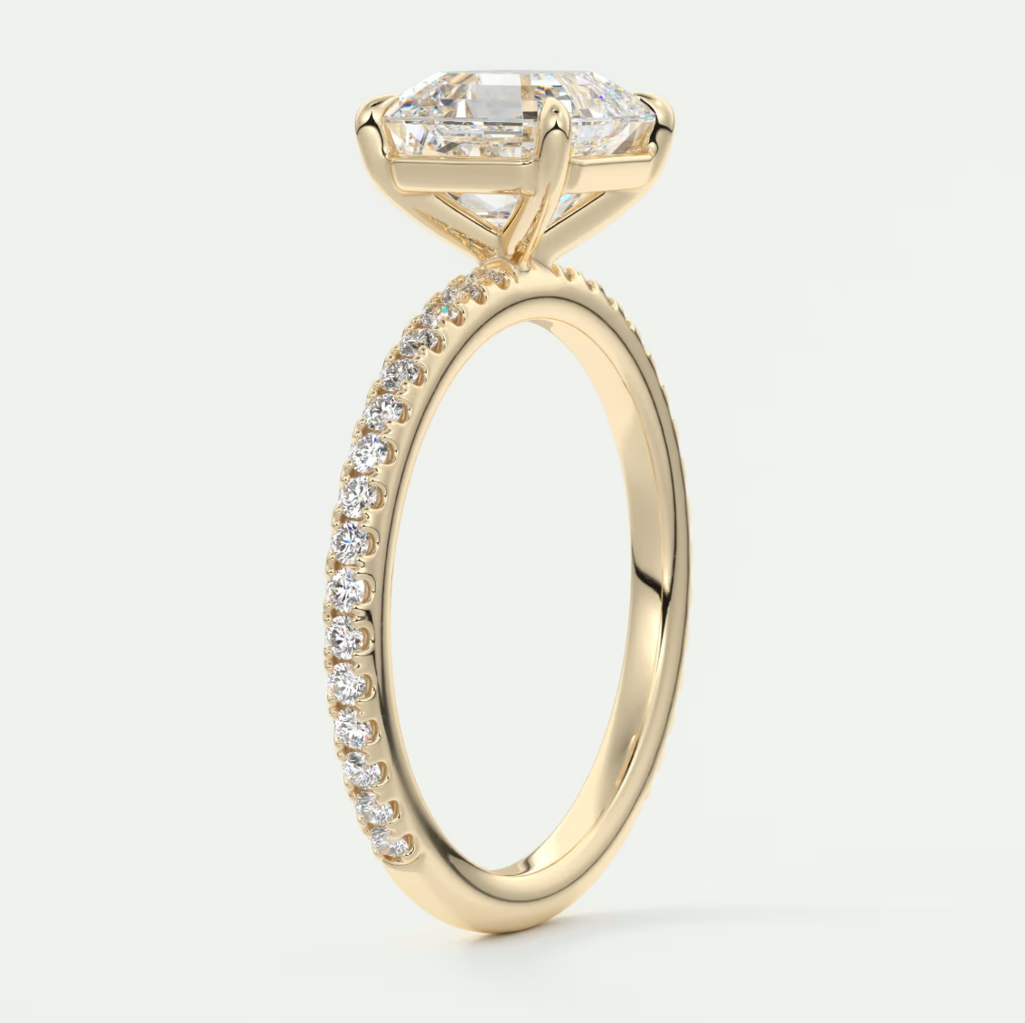 Custom made isolde asscher pavé solitaire ring | lab-grown diamond or moissanite