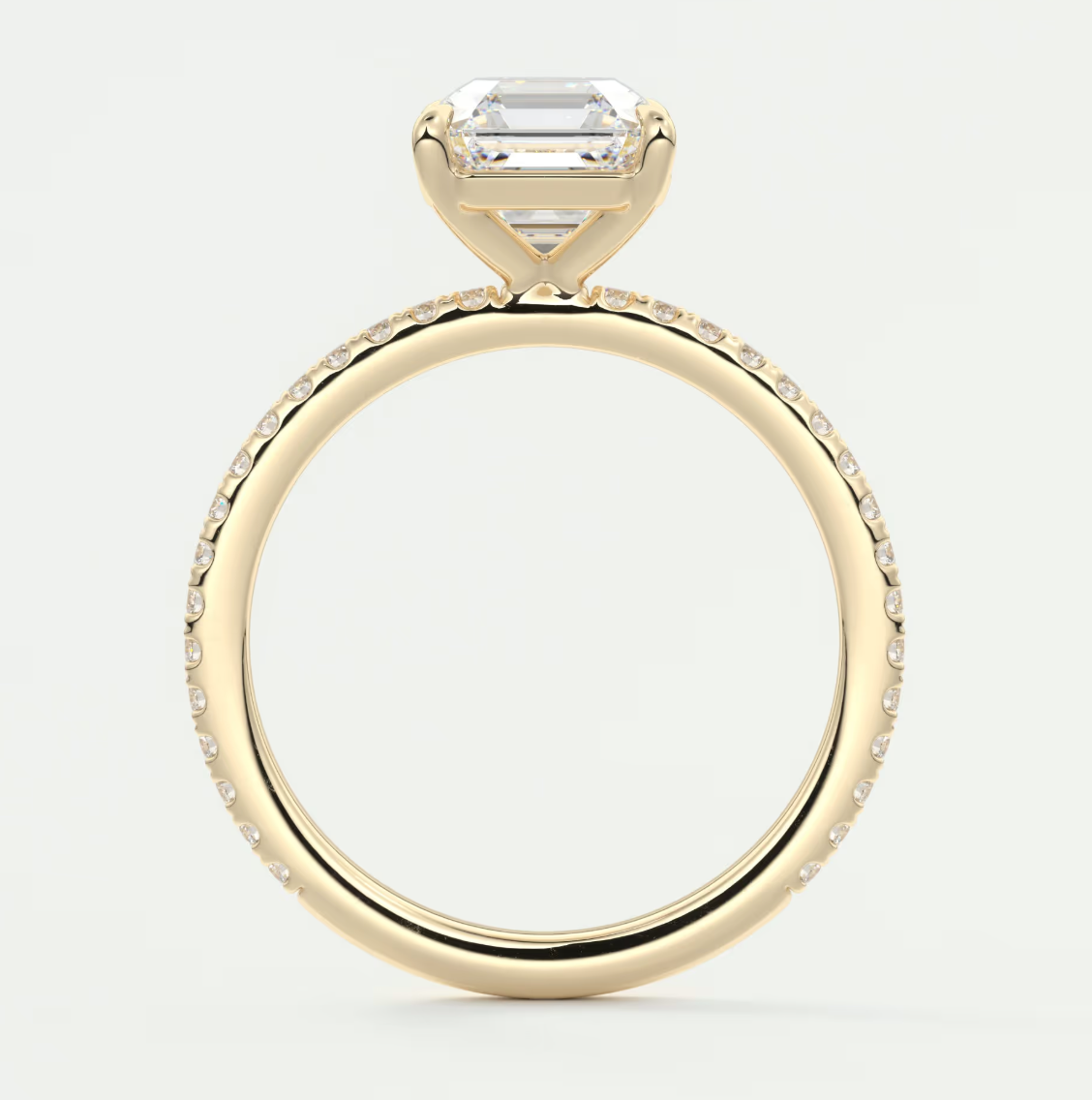 Custom made isolde asscher pavé solitaire ring | lab-grown diamond or moissanite