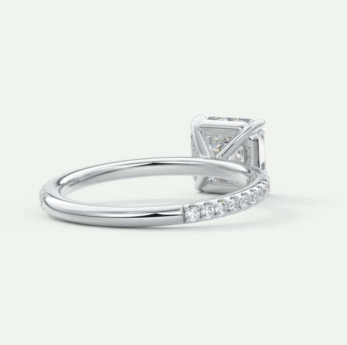 Custom made isolde asscher pavé solitaire ring | lab-grown diamond or moissanite