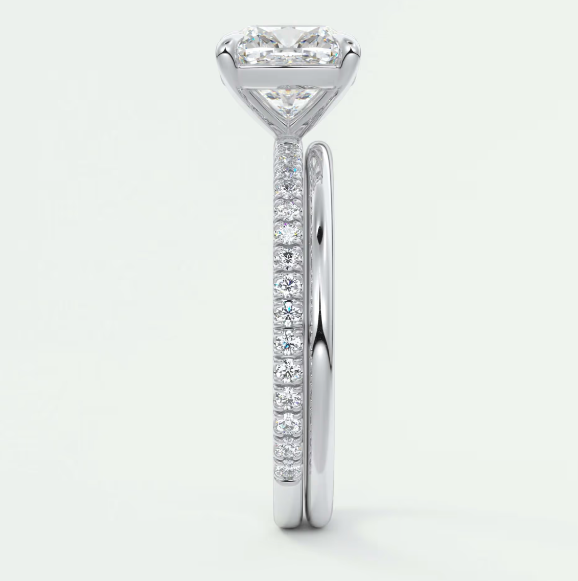 Custom made isolde cushion pavé solitaire ring | lab-grown diamond or moissanite