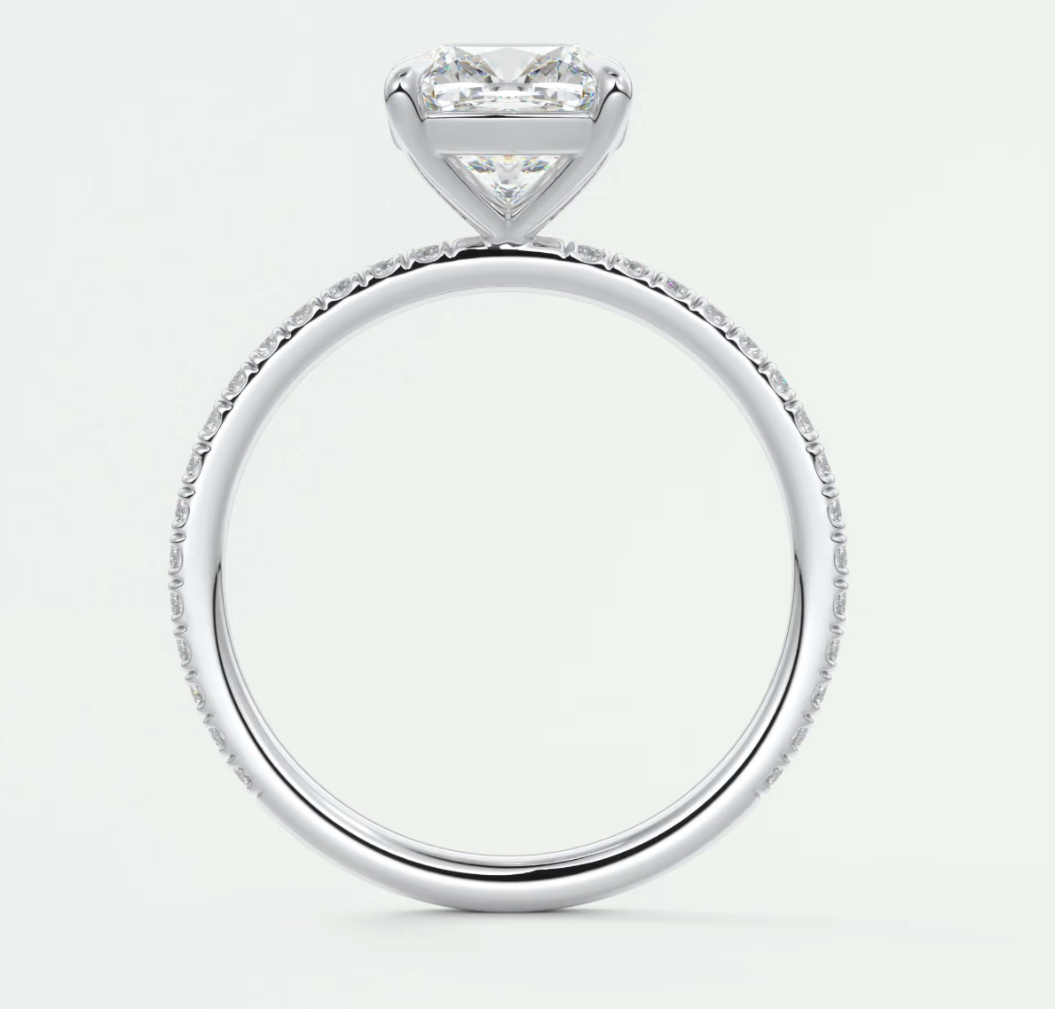 Custom made isolde cushion pavé solitaire ring | lab-grown diamond or moissanite