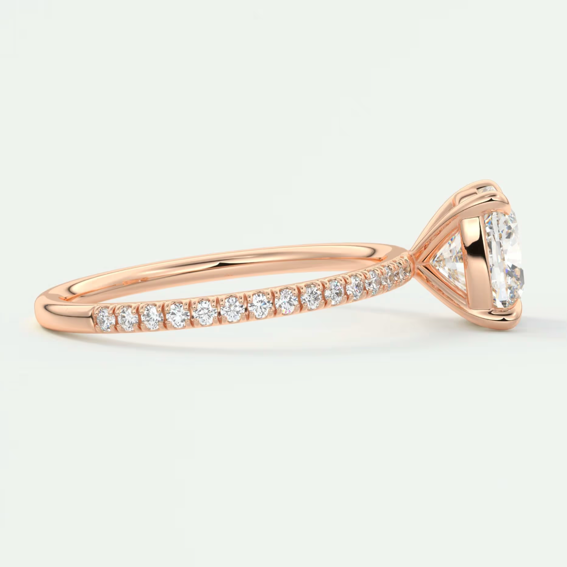Custom made isolde cushion pavé solitaire ring | lab-grown diamond or moissanite