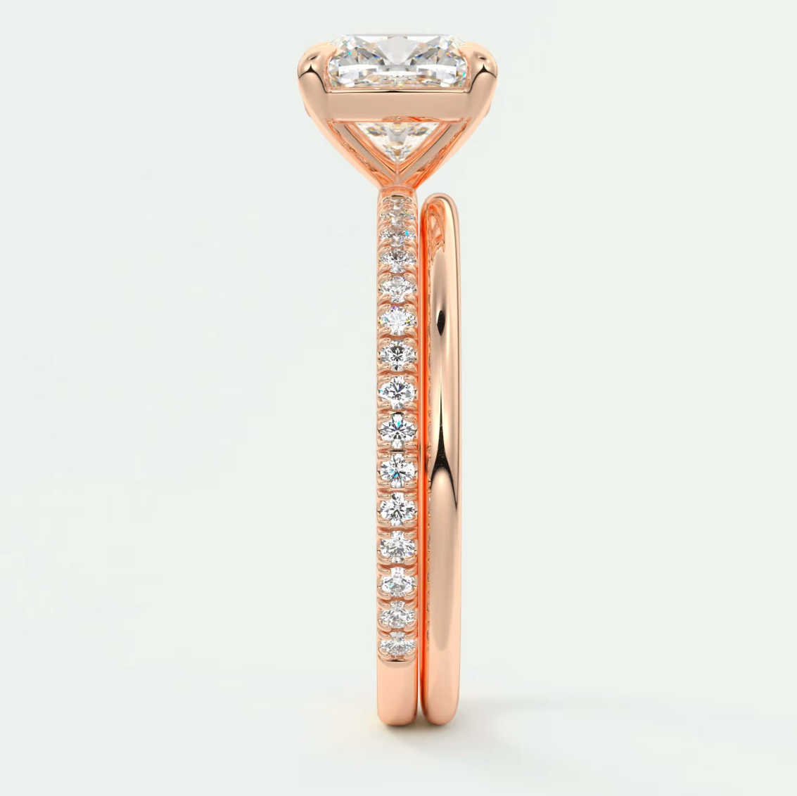 Custom made isolde cushion pavé solitaire ring | lab-grown diamond or moissanite